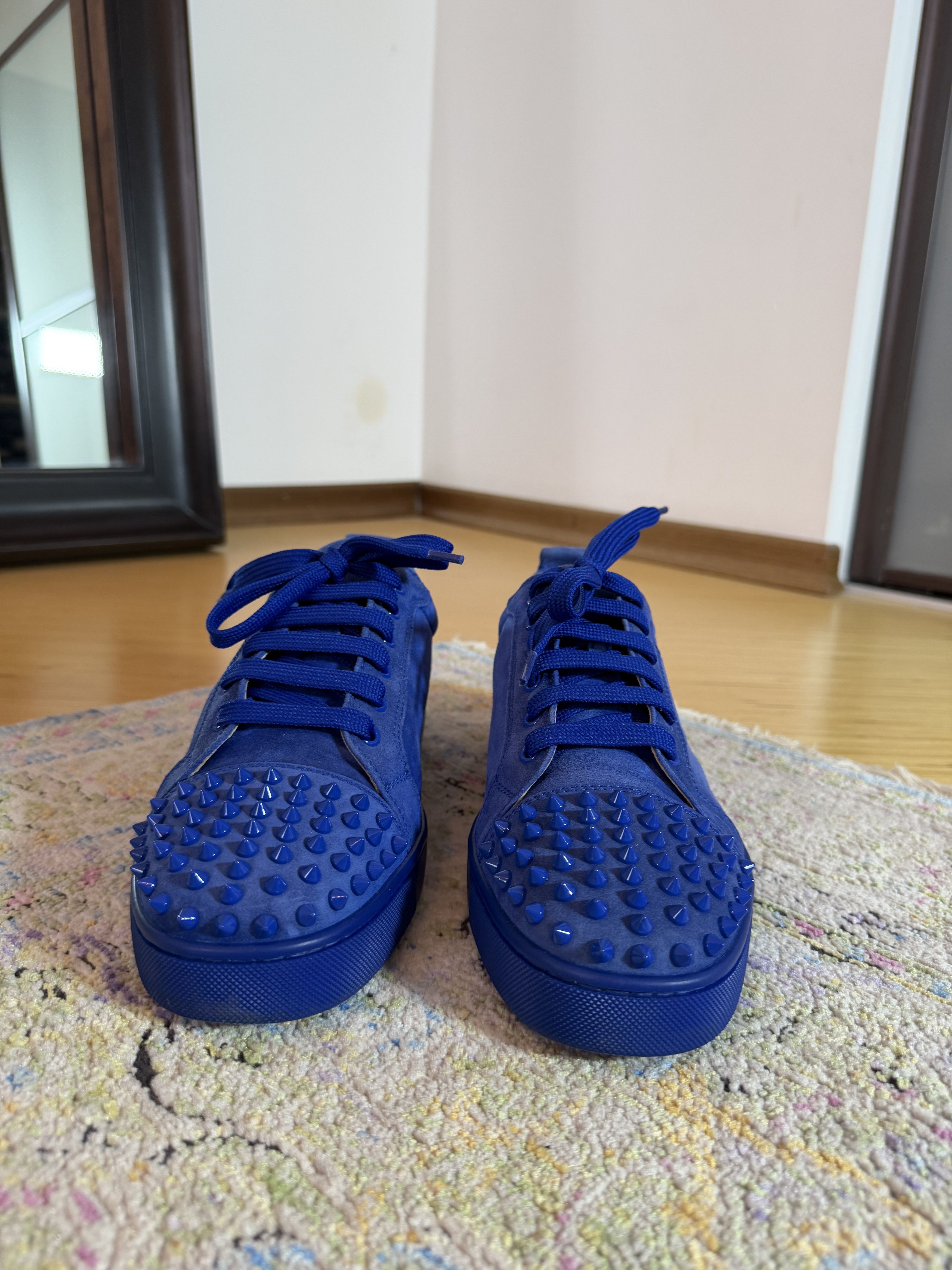 Christian Louboutin Christian Louboutin Blue Suede Louis Junior Spikes Sneakers Size US 12 / EU 45 - 5 Thumbnail