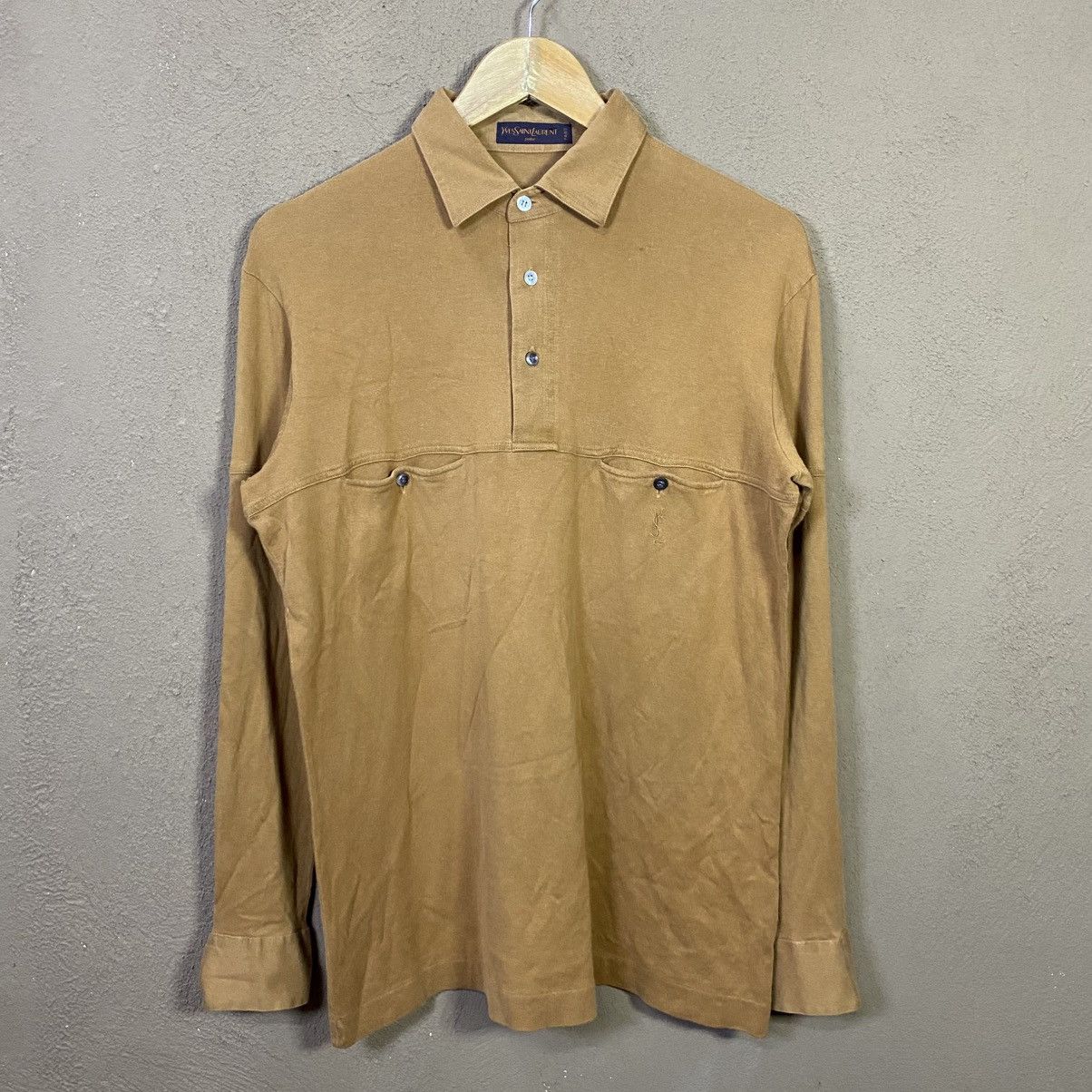 Yves Saint Laurent Vintage YVES SAINT LAUREN Double Pocket Long Sleeve Polo Tee Size US M / EU 48-50 / 2 - 1 Thumbnail