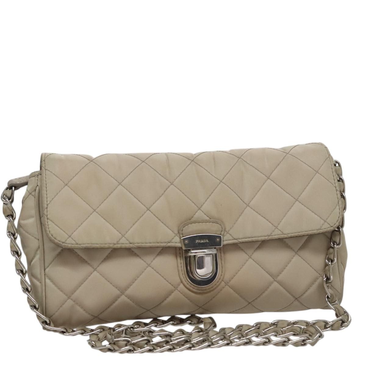 Prada Prada Pushlock Chain Flap Bag Quilted Tessuto Size ONE SIZE - 1 Thumbnail