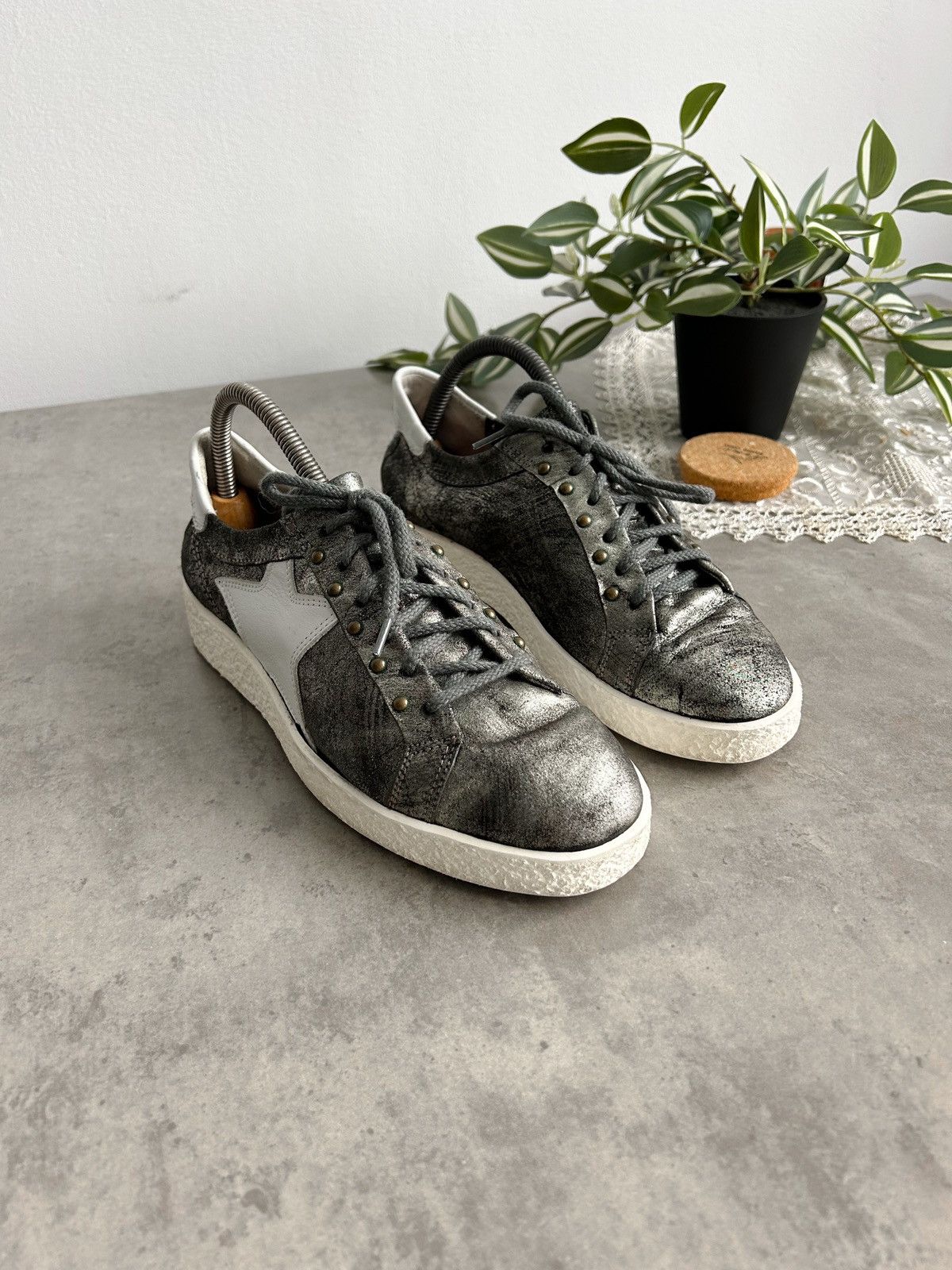 A.S.98 × Vintage A.S. 98 low top silver leather sneakers Y2K Size US 8 / IT 38 - 5 Thumbnail