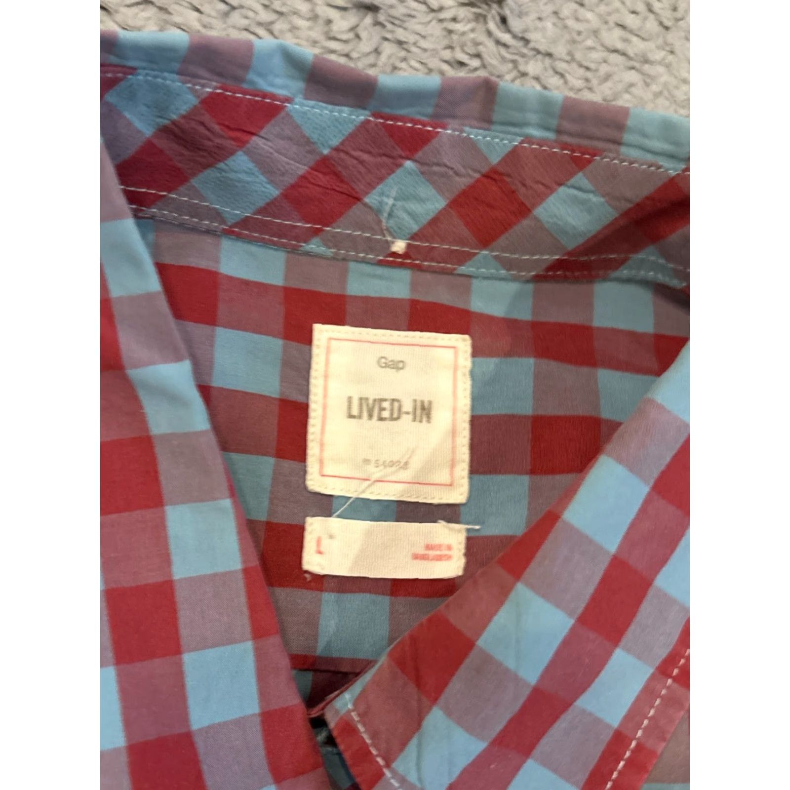 Gap VINTAGE Gap Lived-In Button Shirt Mens Large Blue Red Plaid Long Sleeve Casual Size US L / EU 52-54 / 3 - 2 Thumbnail
