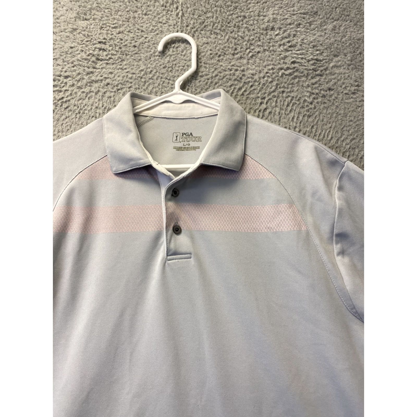 PGA Tour PGA Tour Golf Polo Shirt Short Sleeve Mens LG Gray Striped Regular 111-32 Size US L / EU 52-54 / 3 - 2 Thumbnail