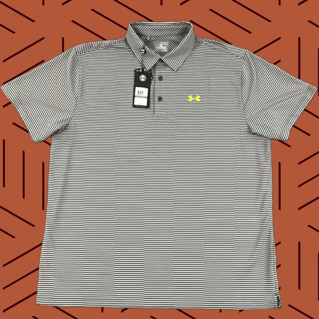 Under Armour VINTAGE: No (omit) Under Armour Polo Shirt Mens 2XL Loose Green Striped HeatGear Performance Golf Size US XXL / EU 58 / 5 - 1 Thumbnail