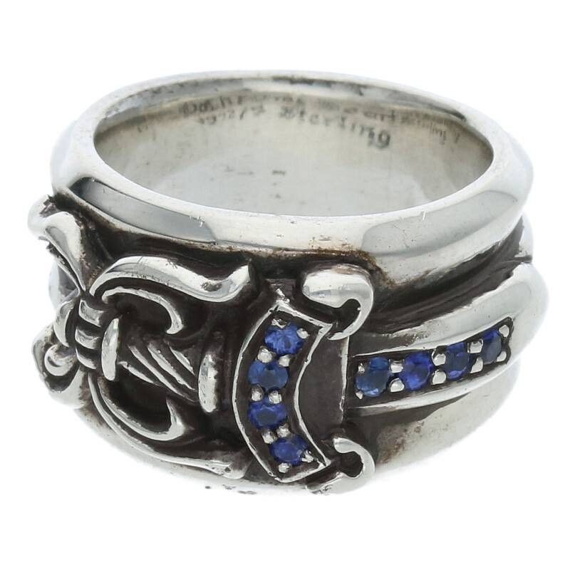 image of Chrome Hearts Sapphire Silver Ring - Size 6, Men's