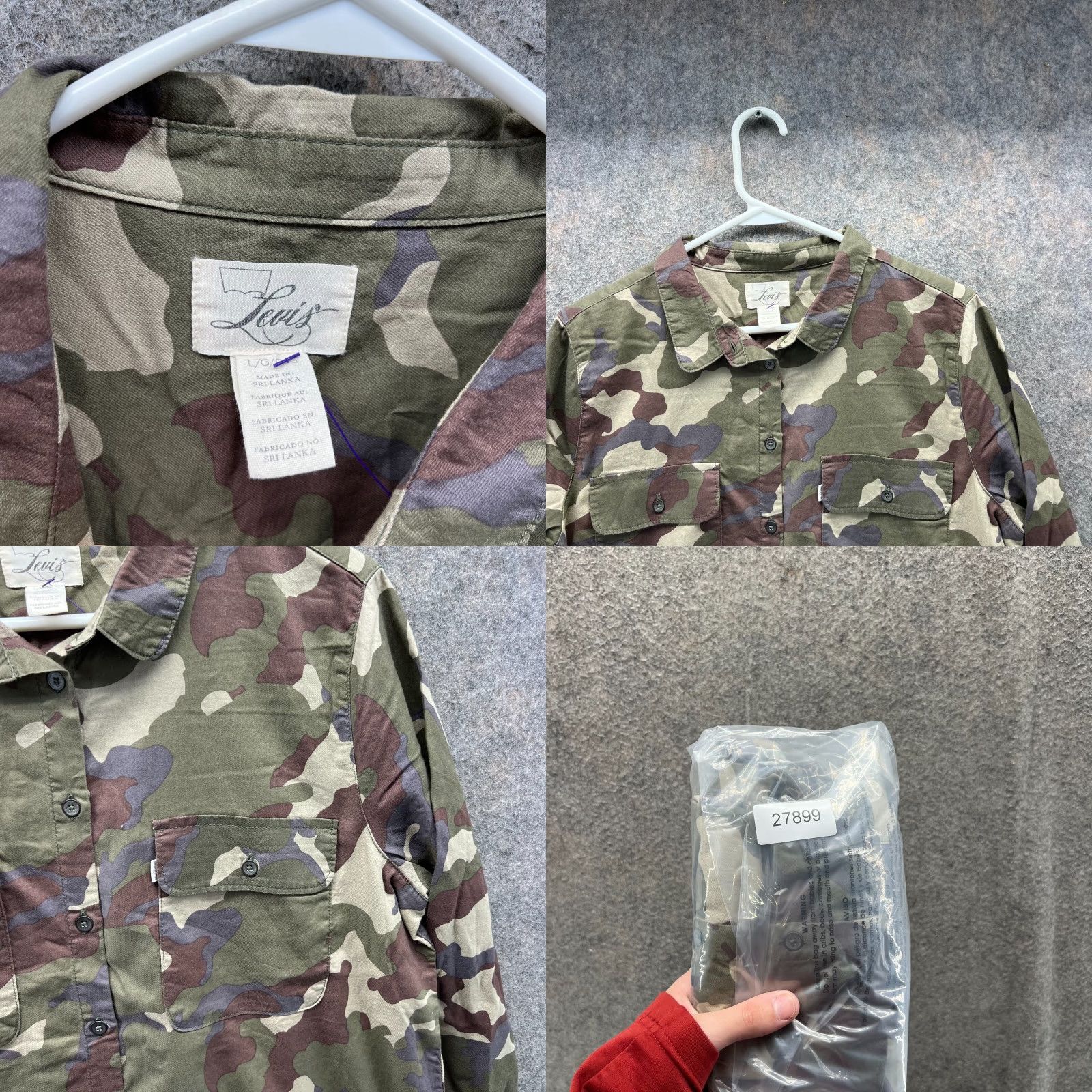 Levi's VINTAGE Levi's Shirt Women Large Green Brown Camouflage Button Down Military Pocket Camo Size L / US 10 / IT 46 - 8 Thumbnail