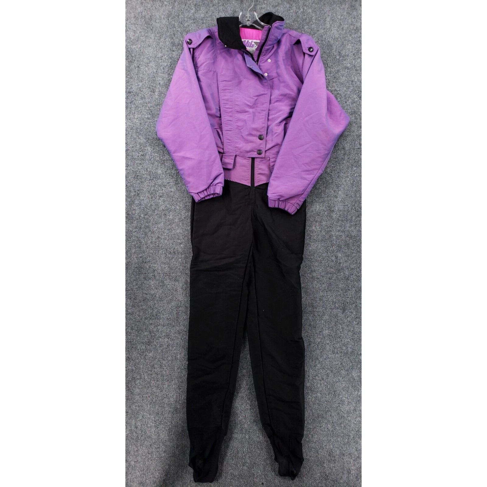 image of Vintage Nils Jacket Set One Piece Ski Jacket 8 Pink Full Button Skiing Snow Outdoor Shoes in White,