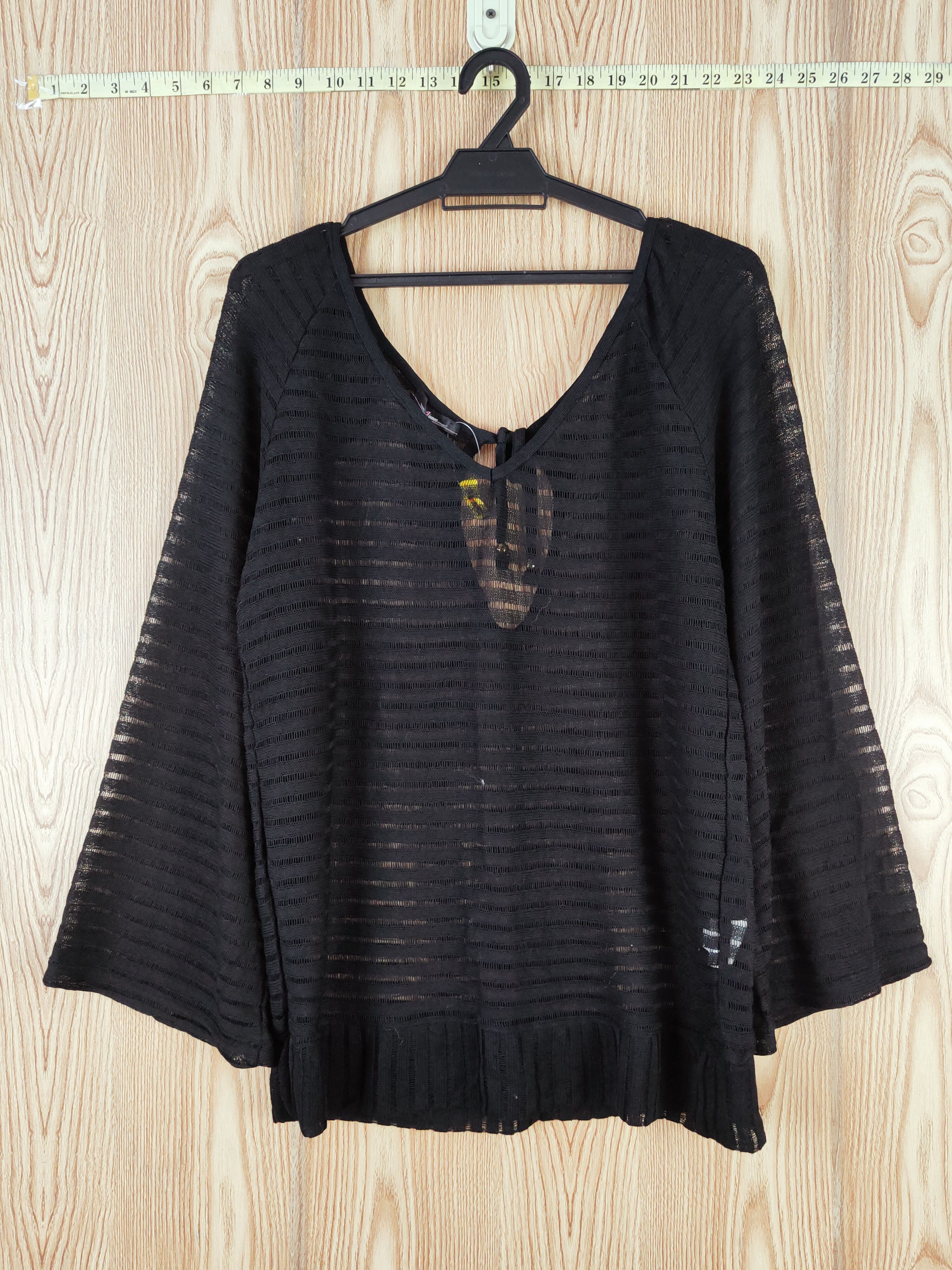 Homespun Knitwear Jinnee Black Crochet Mesh Net Knitwear Blouses #W729 Size M / US 6-8 / IT 42-44 - 1 Thumbnail