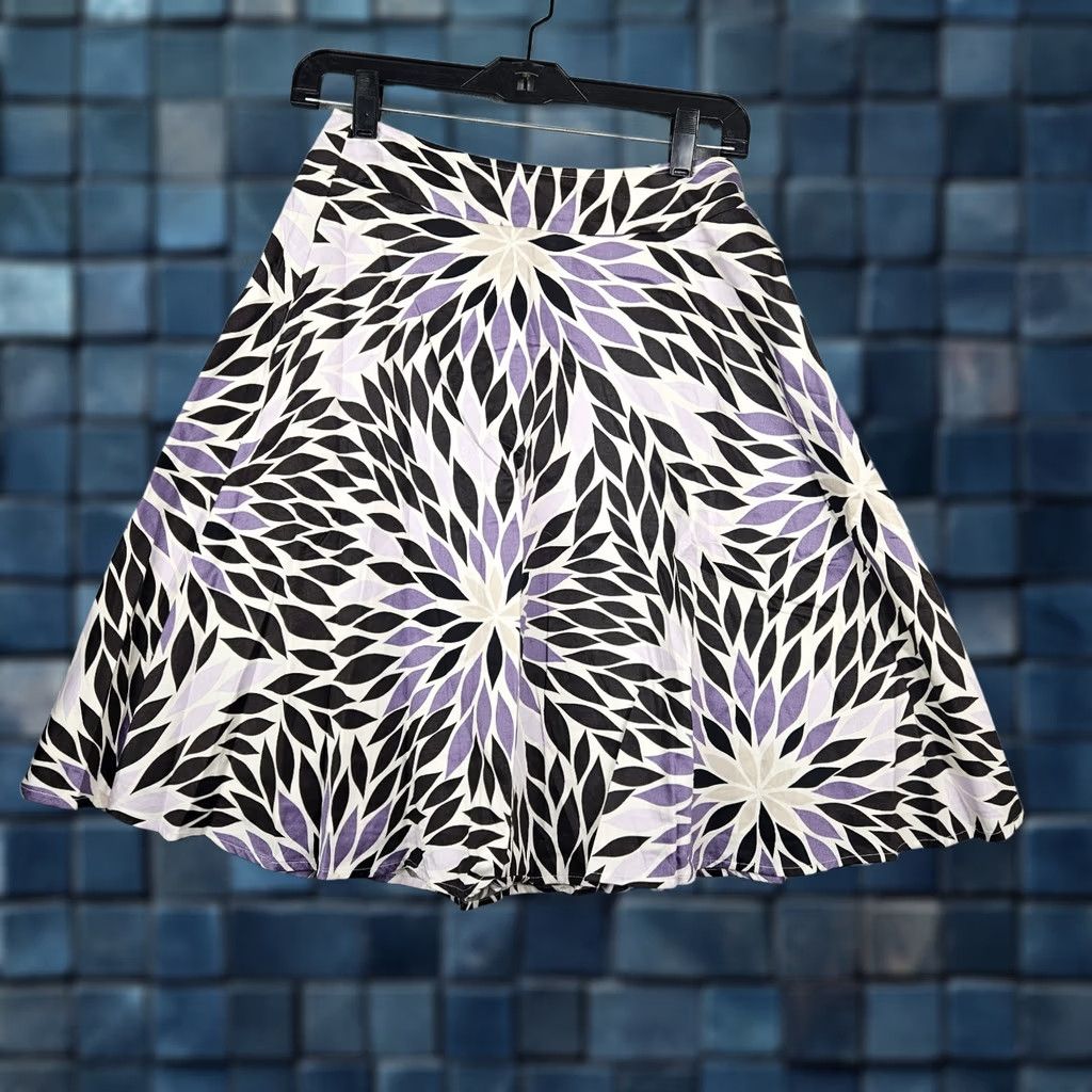 Esprit Esprit Skirt Women's Purple Floral Cotton A-Line Short Sz 4 New Grounded Colorful Casual Everyday Mens? Size 27" / US 4 / IT 40 - 1 Thumbnail