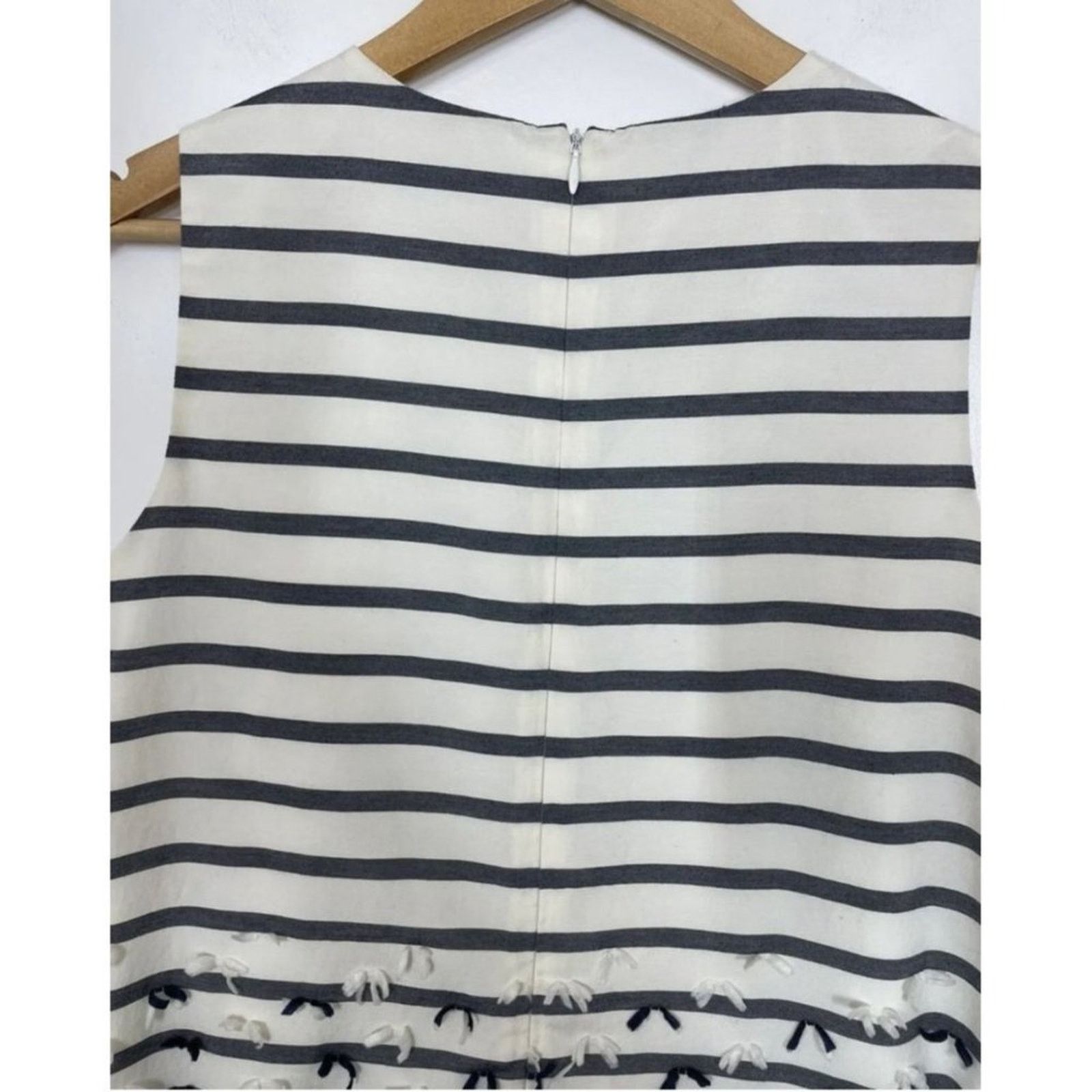 J.McLaughlin J. McLaughlin Jane Dress 10 White Navy Striped Bows Size L / US 10 / IT 46 - 6 Thumbnail