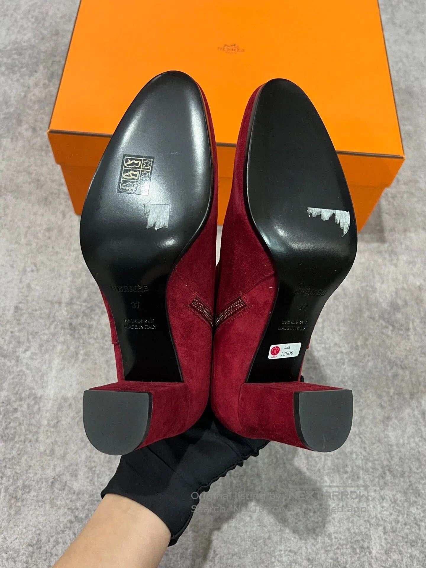 Hermes Hermes Burgundy Kelly Silver Buckle Heeled Ankle Boots| Size US 6.5 / IT 36.5 - 8 Thumbnail
