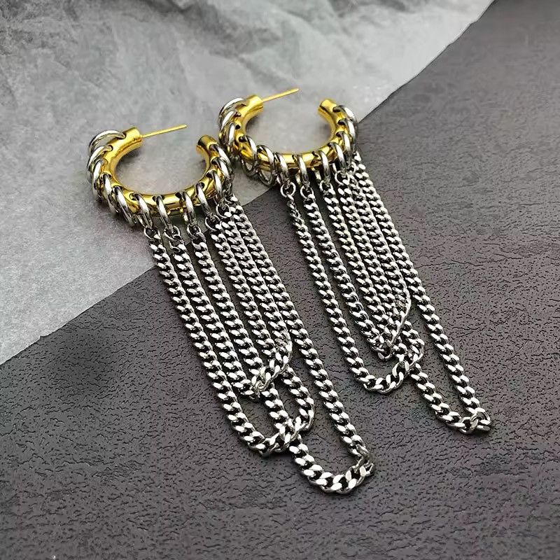 Designer Punk Gothic Style Long Tassel Earrings Unisex Size ONE SIZE - 1 Thumbnail