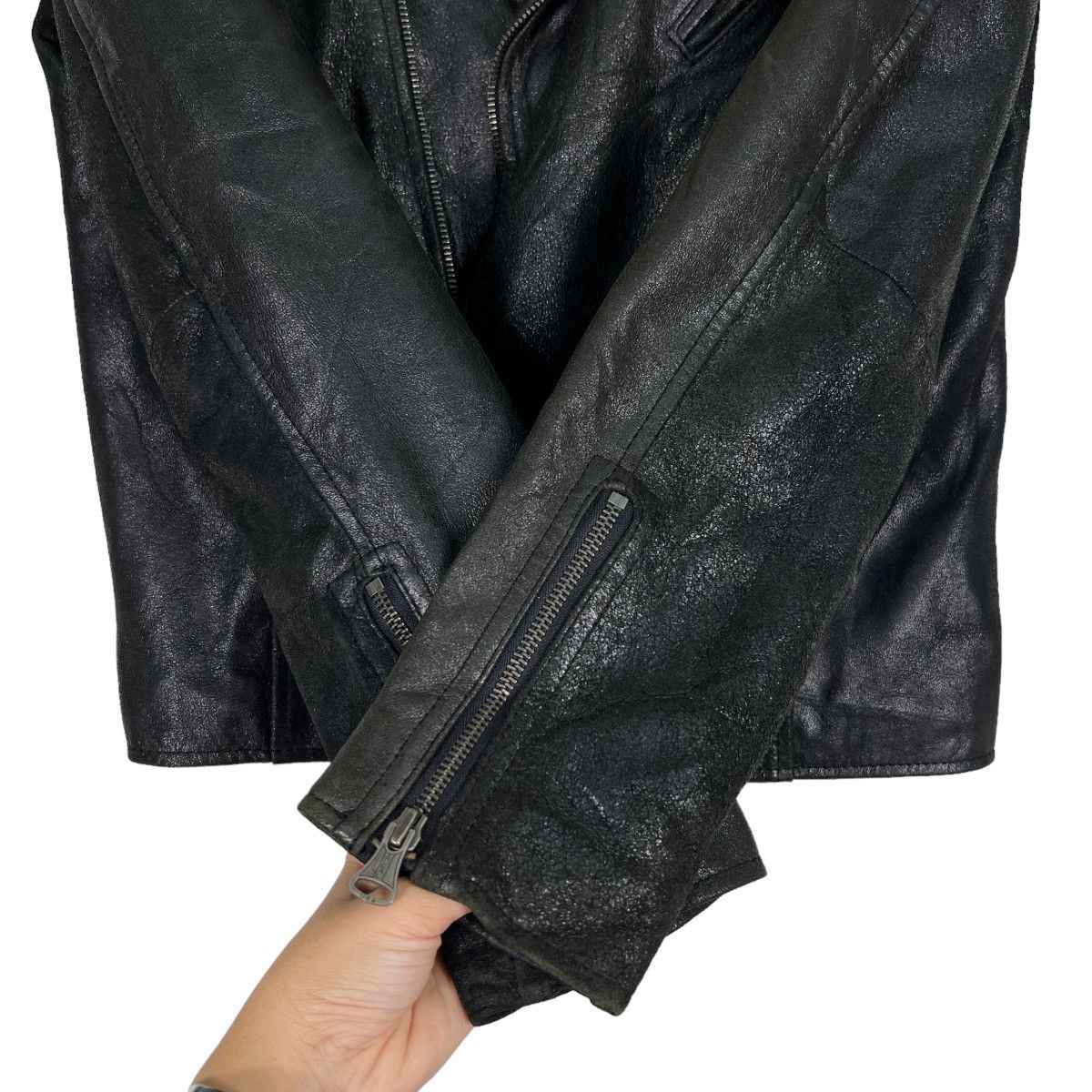 Issey Miyake 🔥 SENSE OF PLACE GOAT HIDE LEATHER MOTO JACKET Size US S / EU 44-46 / 1 - 13 Thumbnail