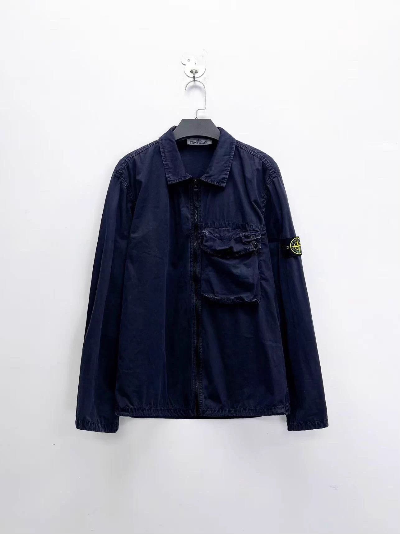 Stone Island StoneIsland Navy Washed Patch Logo Zip Collar L Men's Size US L / EU 52-54 / 3 - 1 Thumbnail