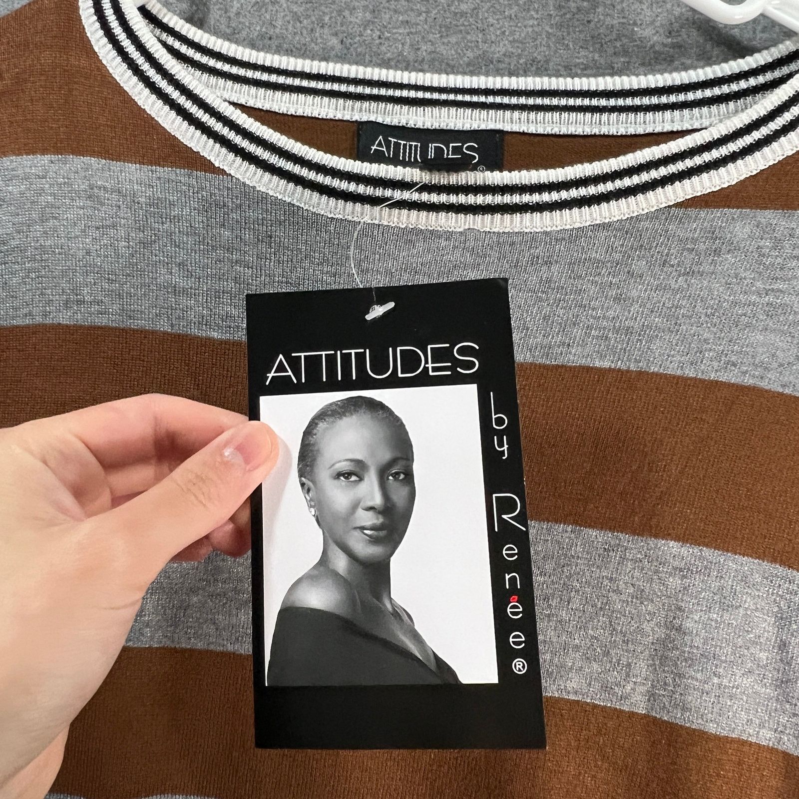 Other Attitudes by Renee Women's Top Intarsia Striped Sweater Size M / US 6-8 / IT 42-44 - 4 Thumbnail