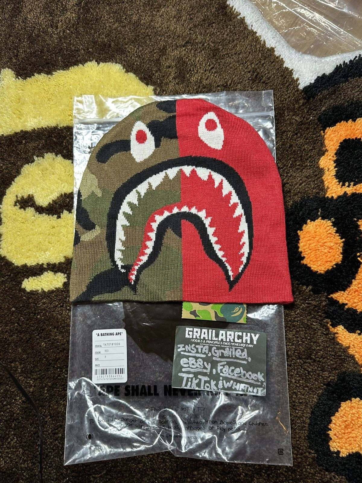 Bape A BATHING APE BAPE KNIT SHARK BEANIE Size ONE SIZE - 1 Thumbnail