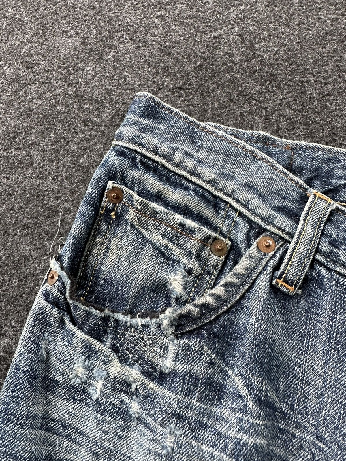 Japanese Brand Vintage Bartack Work Punk Denim W32 D257 Size US 32 / EU 48 - 12 Thumbnail