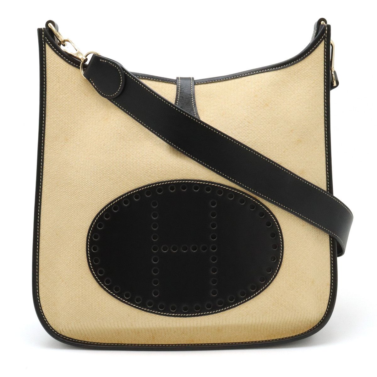 Hermes Hermes Hermes Evelyne GM Shoulder Bag Straw Box Calf Leather Natural Material Shoulder Bag in Very Good Condition Size ONE SIZE - 1 Thumbnail