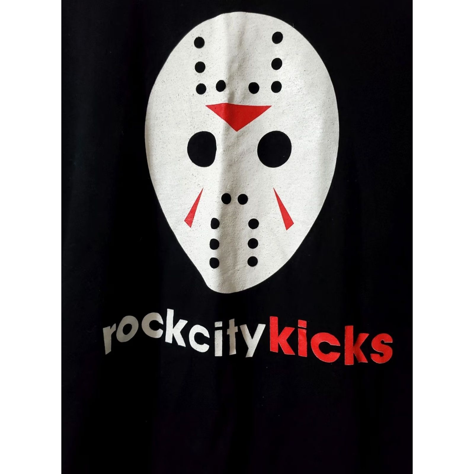 Gildan VINTAGE? Rock City Kicks Jason Hockey Mask T Shirt XL Cotton Crew Neck Black Tee Size US XL / EU 56 / 4 - 2 Thumbnail