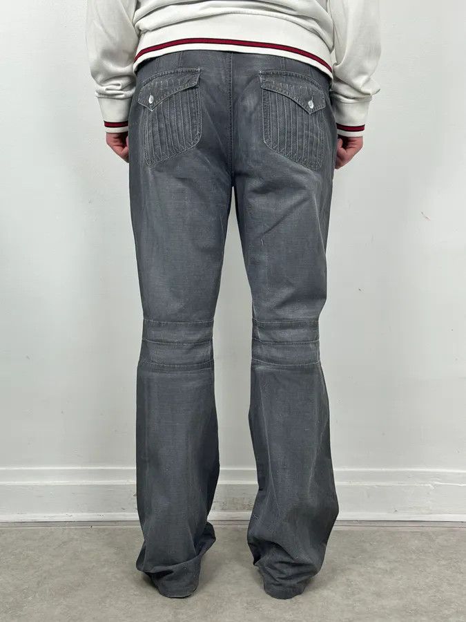 Just Cavalli 2000s Cavalli Grey Wax Washed Flared Pants Size US 34 / EU 50 - 4 Thumbnail