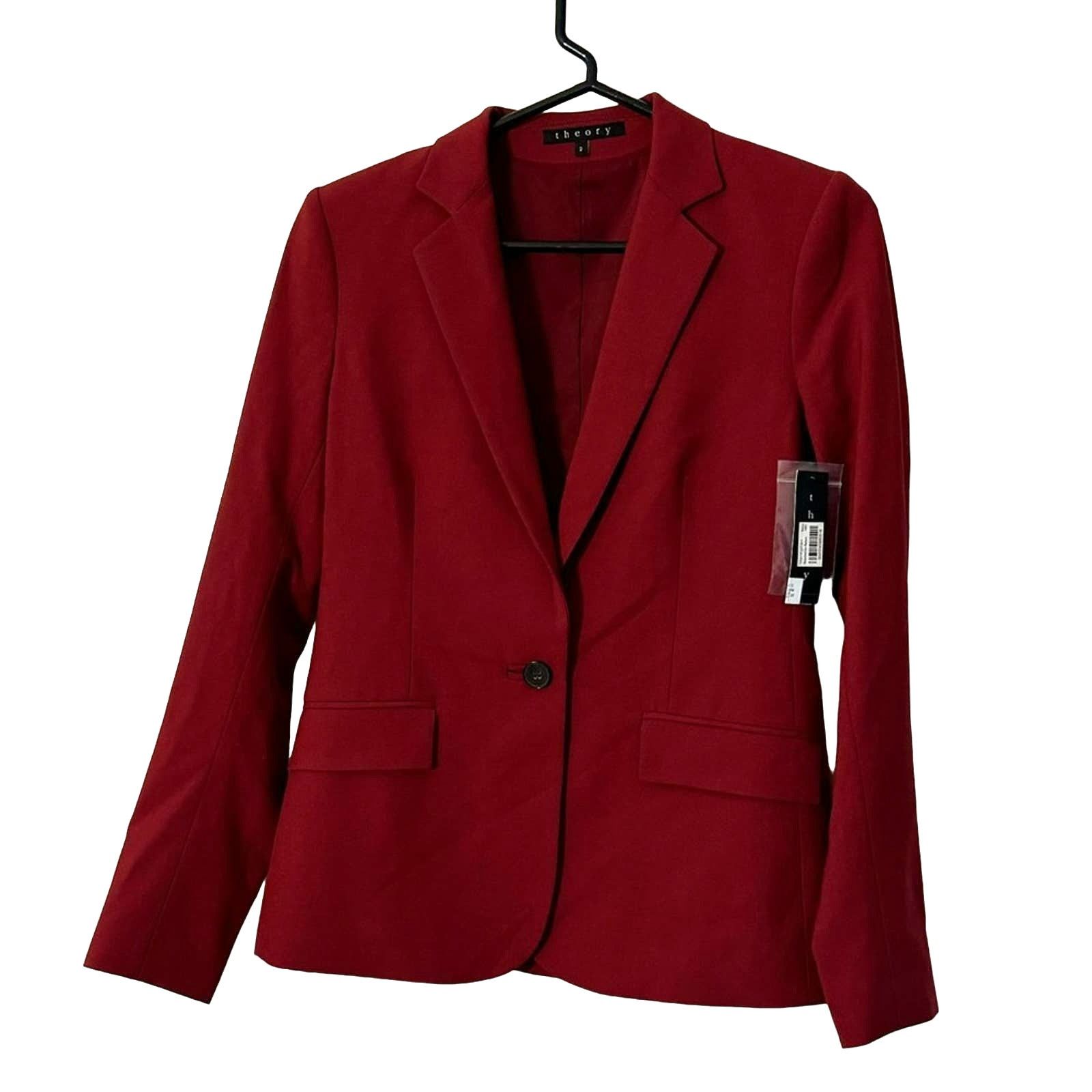 Image of Theory Gabrielle Flame Red/maroon Blazer, Size 2, Women's