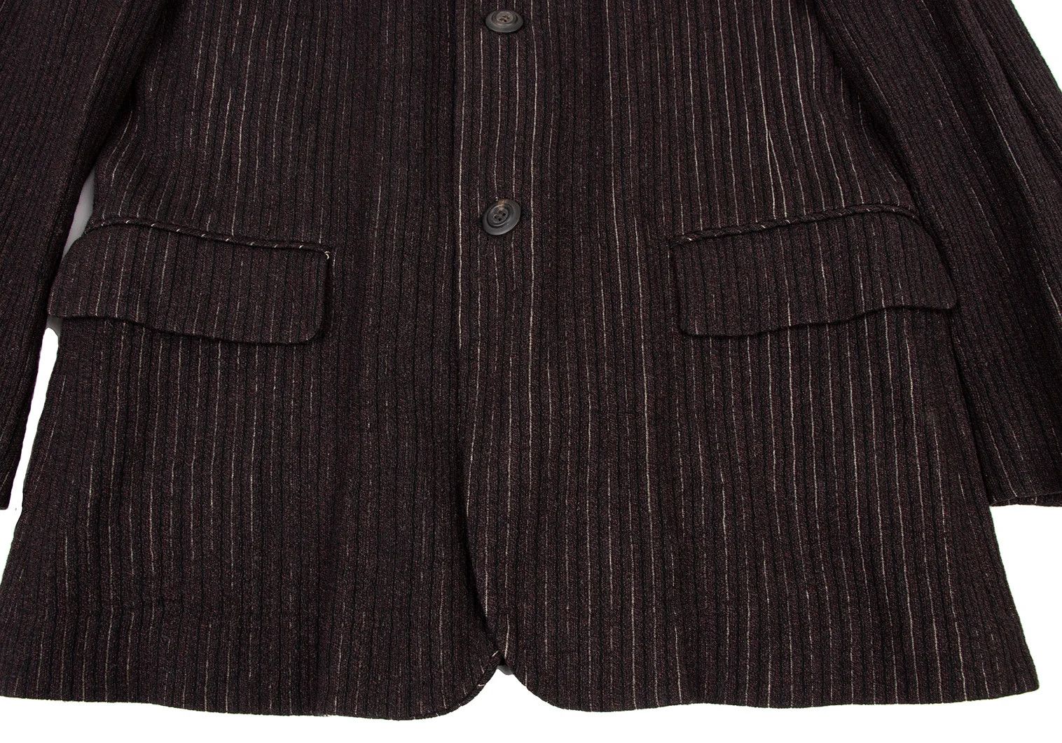 Jean Paul Gaultier Wool and Rayon Striped 2B Jacket in Dark Brown, Size 48 Size US M / EU 48-50 / 2 - 10 Thumbnail