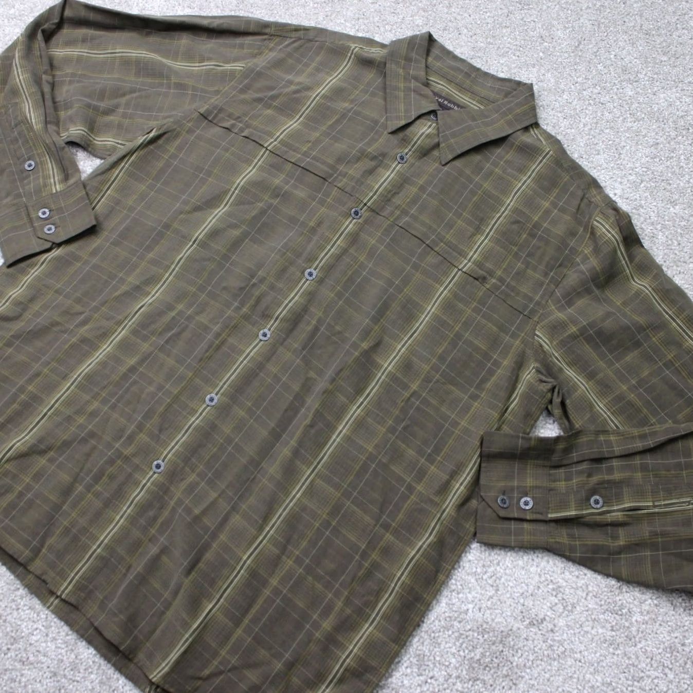 Royal Robbins Royal Robbins Shirt Mens Large Green Modal Rayon/Polyester Blend Long Sleeve Button-Up Collared Pocketed Plaid 83% Modal 17% Polyester Size US L / EU 52-54 / 3 - 4 Thumbnail