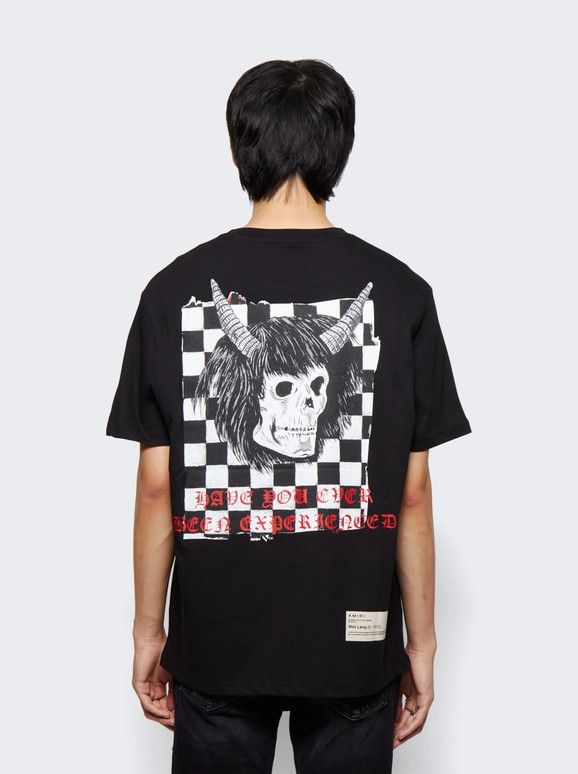 Amiri o1gr1nt0426 Wes Lang Checker Skull T-Shirt in Black Size US L / EU 52-54 / 3 - 1 Thumbnail