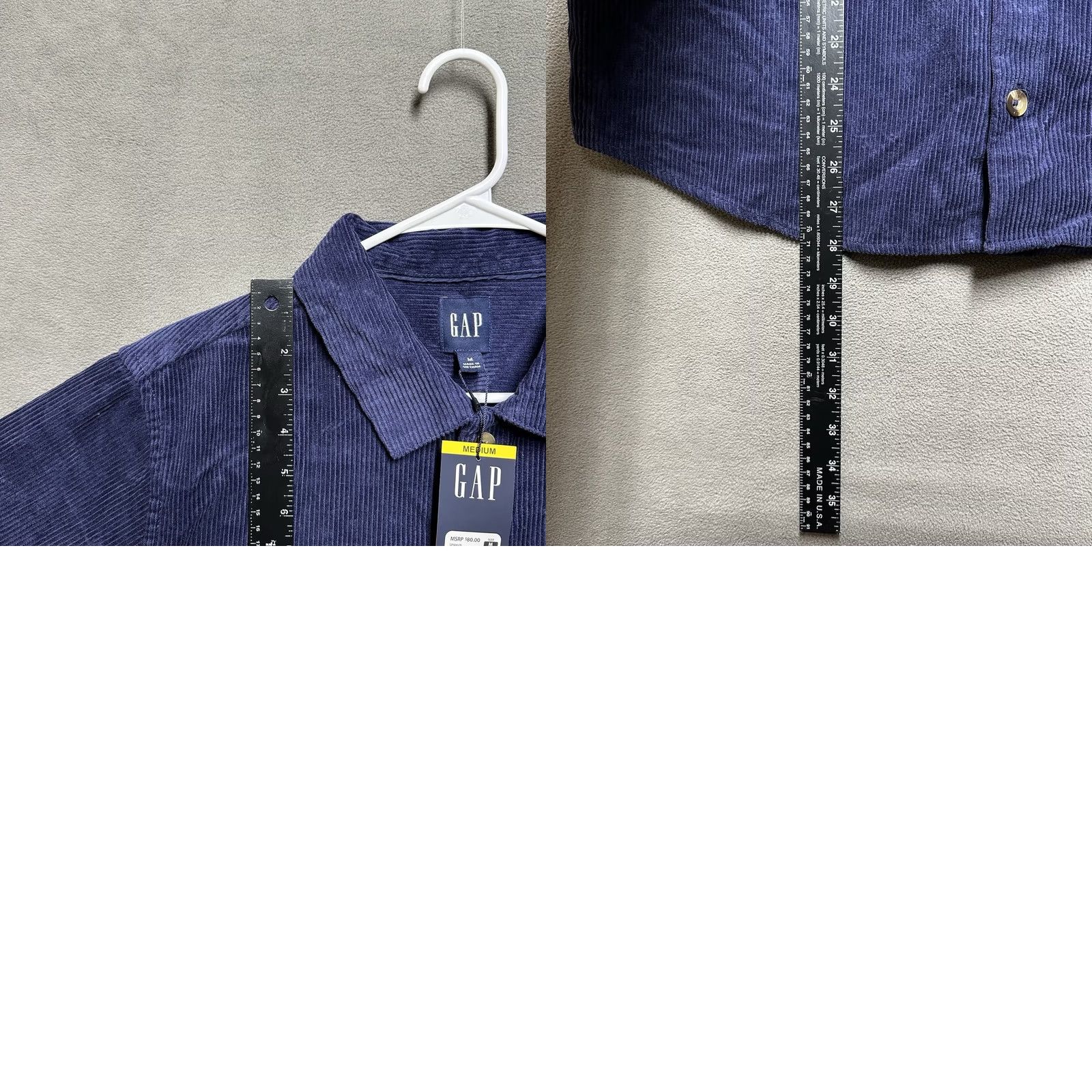 Gap GAP Shirt Mens Medium Eclipse Blue Corduroy Button Up Long Sleeve Size US M / EU 48-50 / 2 - 9 Thumbnail