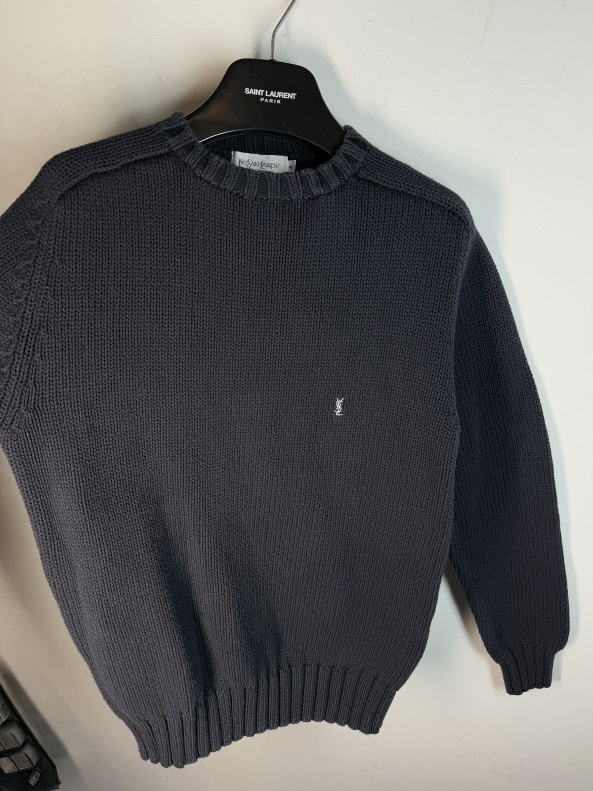 Yves Saint Laurent Heavy YSL Sweater Knit Thick Grey/black Paris Sweatshirt Size US S / EU 44-46 / 1 - 17 Thumbnail