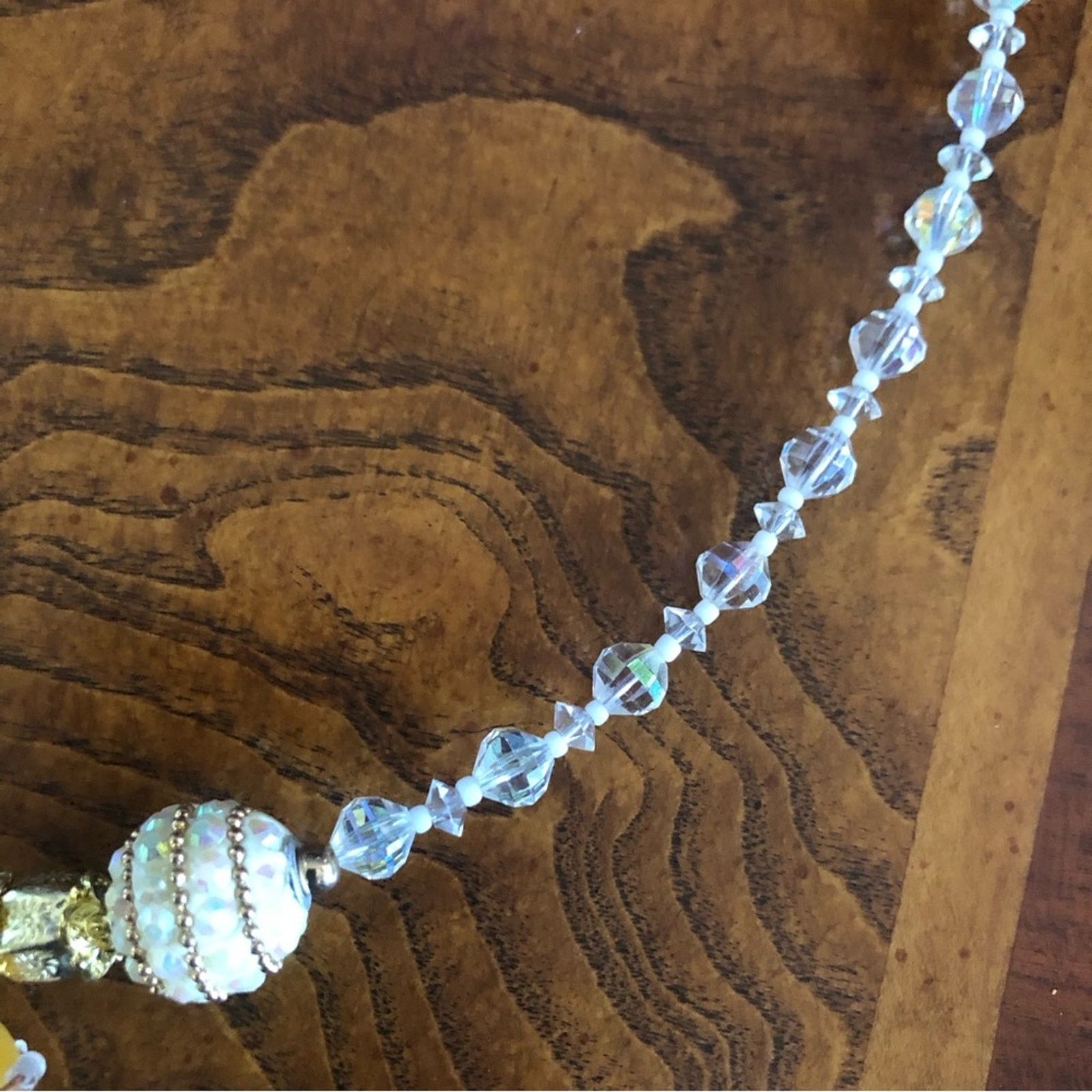Handmade Handcrafted repurpose wired pendant faceted crystal necklace Size ONE SIZE - 10 Thumbnail