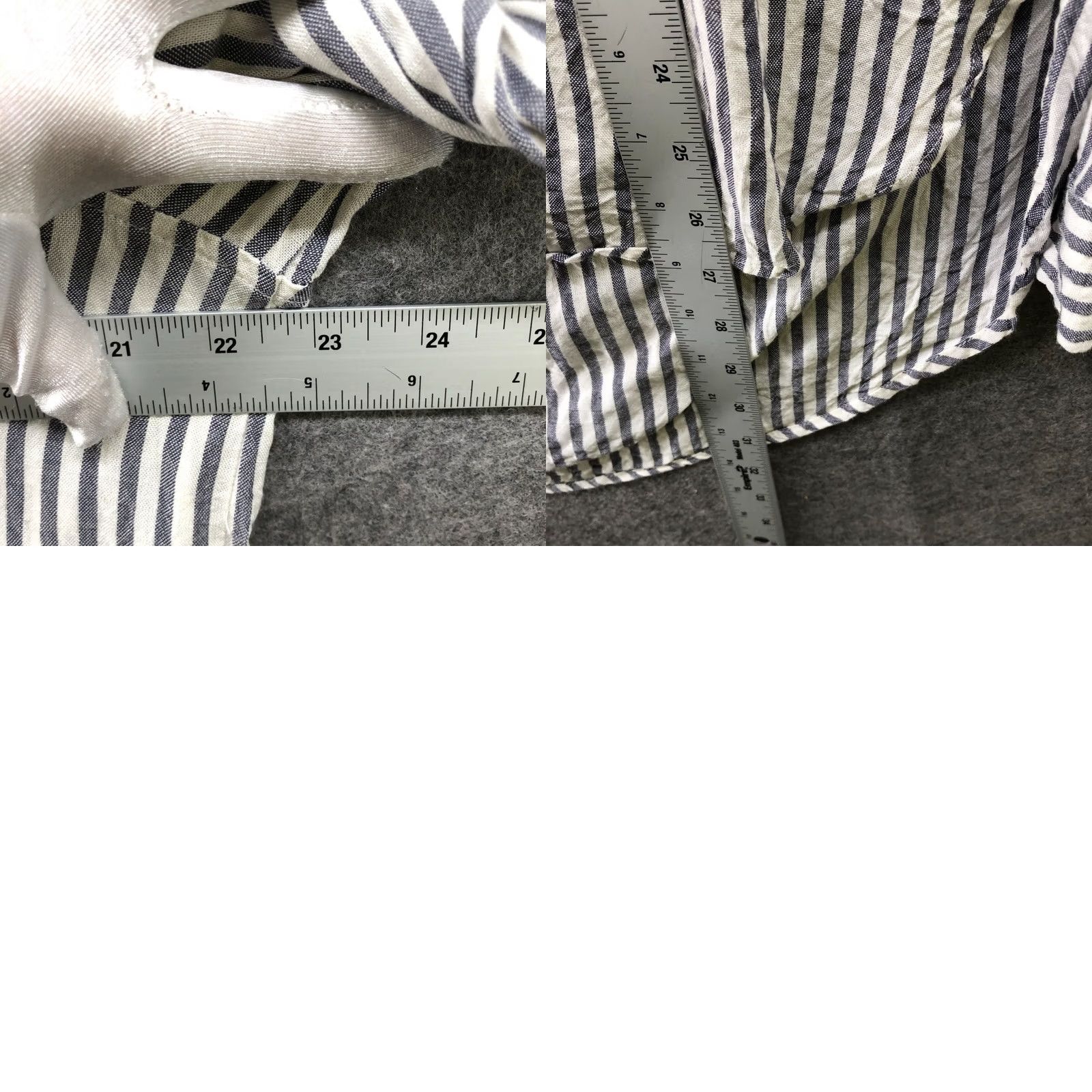 Vintage Jane & Delancey Button Down Shirt Womens M Rayon Gray White Striped Roll Tab Shirt Size M / US 6-8 / IT 42-44 - 8 Thumbnail