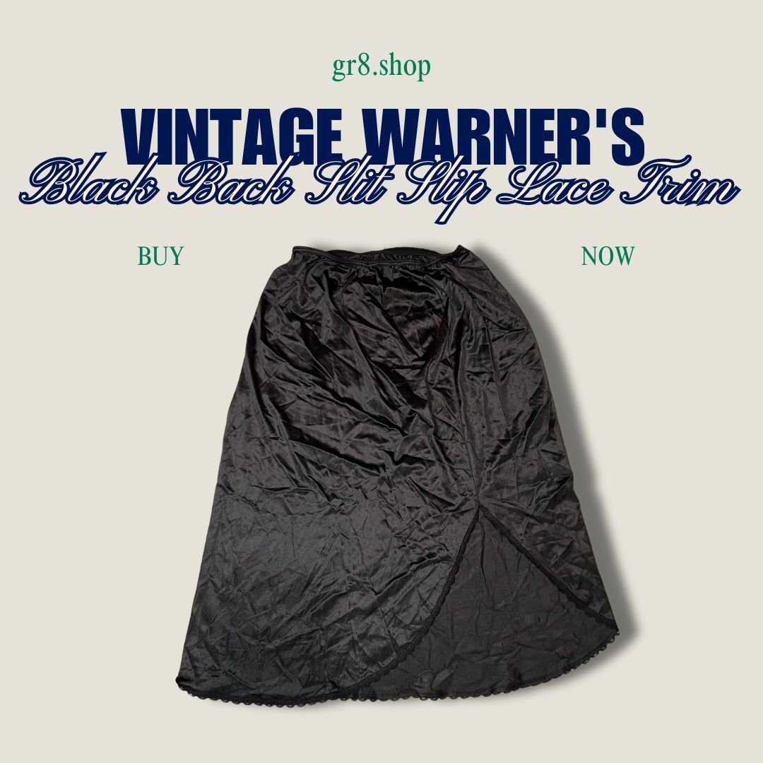 Other Vintage Warners Black Back Slit Slip With Lace Trim Medium A Size 30" / US 8 / IT 44 - 1 Thumbnail
