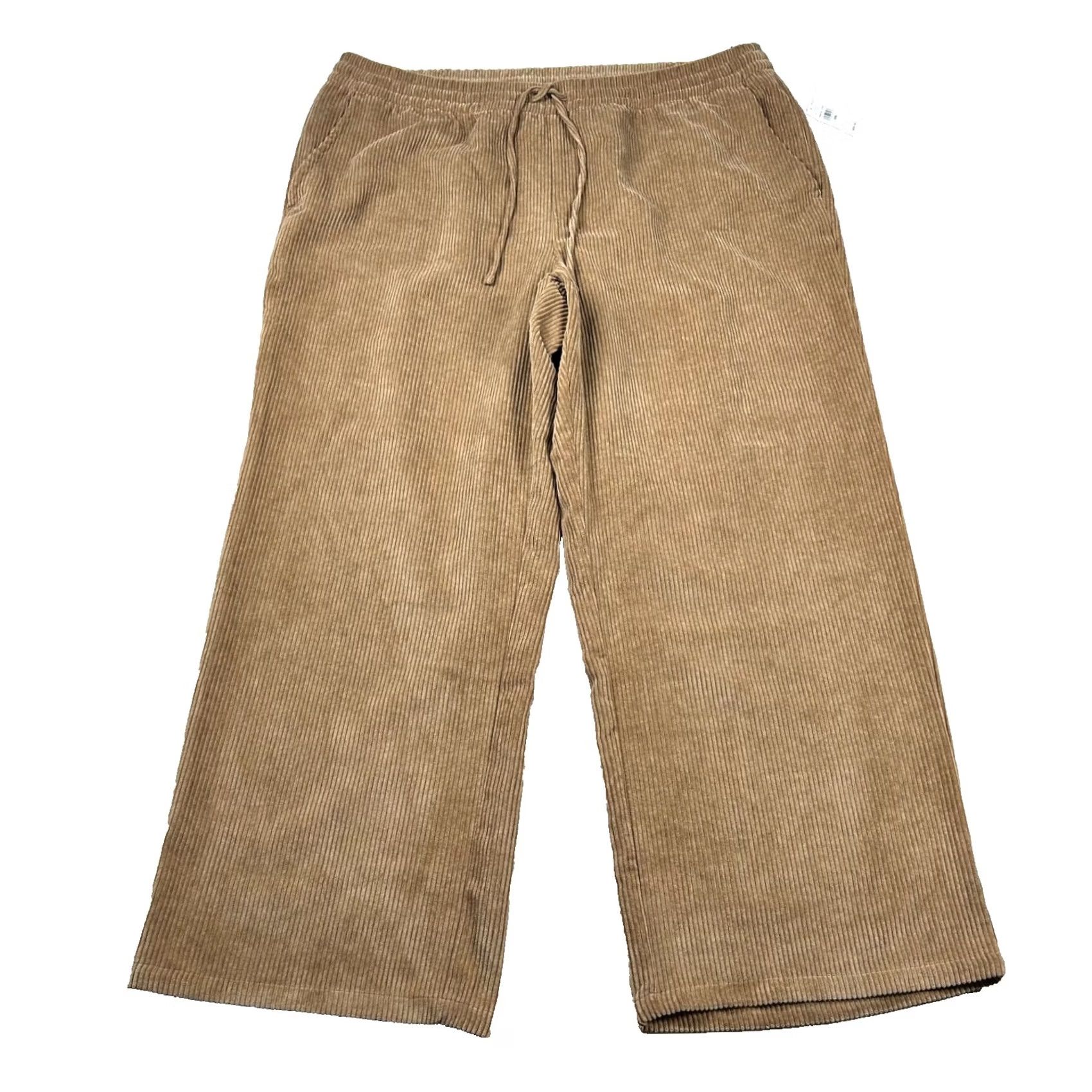 Gap Gap Womens Pants 2XL Corduroy Wide-Leg Elastic Waist Lounge Baggy Drape Brown Nylon Polyester Size 40" / US 18 - 2 Thumbnail