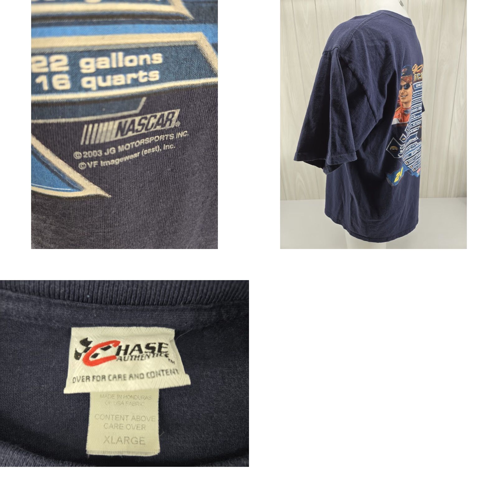 Chase Authentics VINTAGE Chase Authentics NASCAR Jeff Gordon Double Sided Mens XL 2003 T-Shirt Crew Neck Blue Cotton Short Sleeve Graphic Print Racecar Boys/Mens Size US XL / EU 56 / 4 - 9 Thumbnail