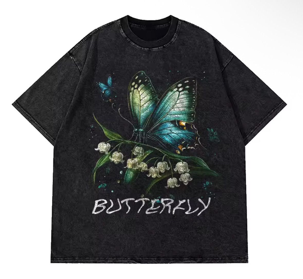 Japanese Brand Y2K Vintage Gothic Blue Butterfly Print Distressed T-Shirt Size US XXL / EU 58 / 5 - 1 Thumbnail