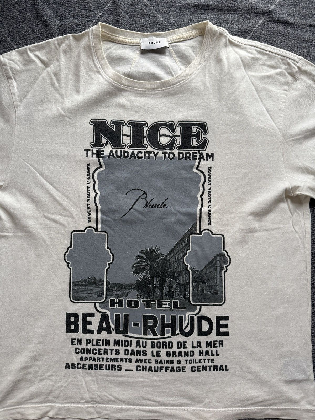Rhude Rhude ‘Hotel Beau Rhude’ Cream T-Shirt Size US L / EU 52-54 / 3 - 1 Thumbnail