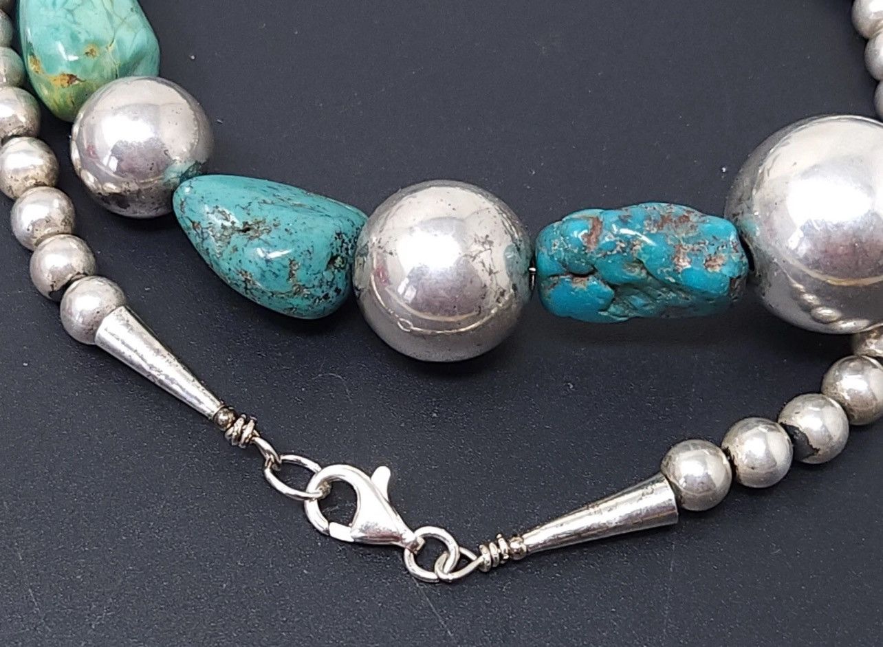 Sterling Silver Vintage Sterling Silver Blue Turquoise Navajo Size ONE SIZE - 3 Thumbnail