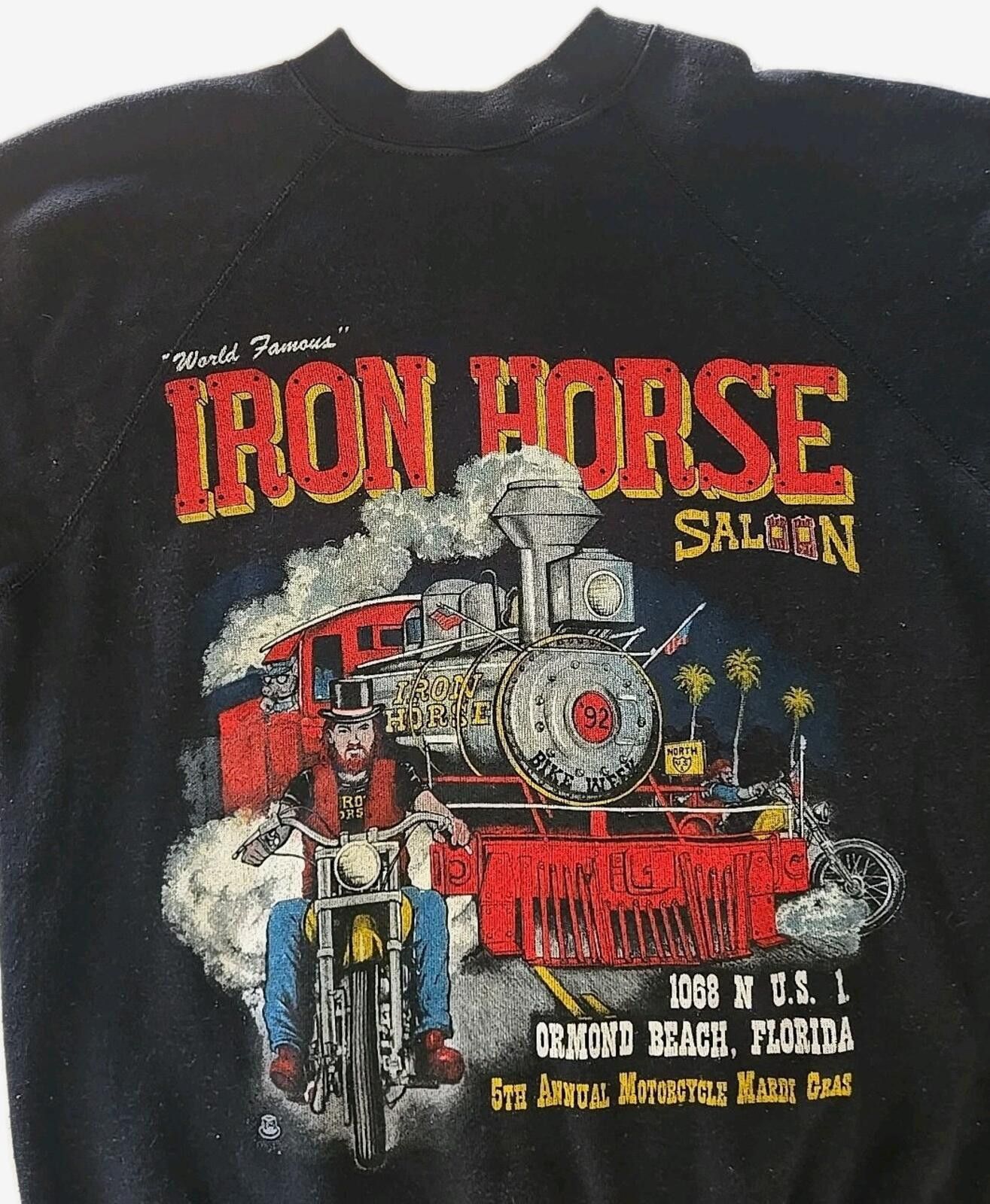 Tultex Vintage 90s Iron Horse Saloon Sweatshirt Motorcycle sz S Size US S / EU 44-46 / 1 - 2 Thumbnail