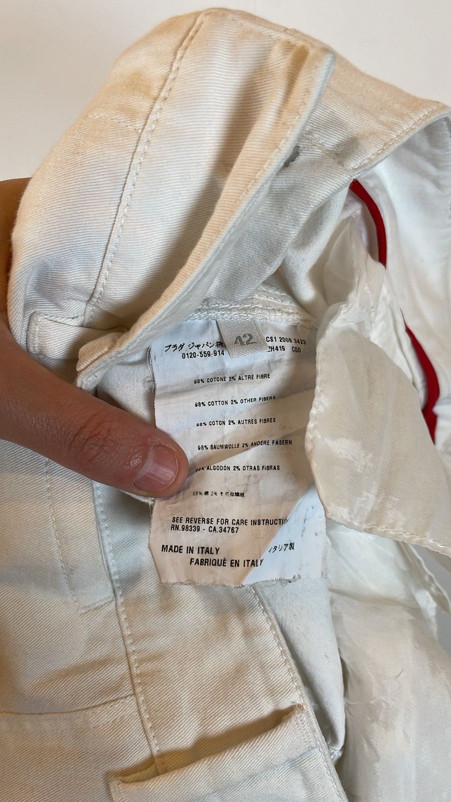 Prada Prada White Flared Cotton Satin-Lined Dress Pants Size US 28 / EU 44 - 4 Thumbnail