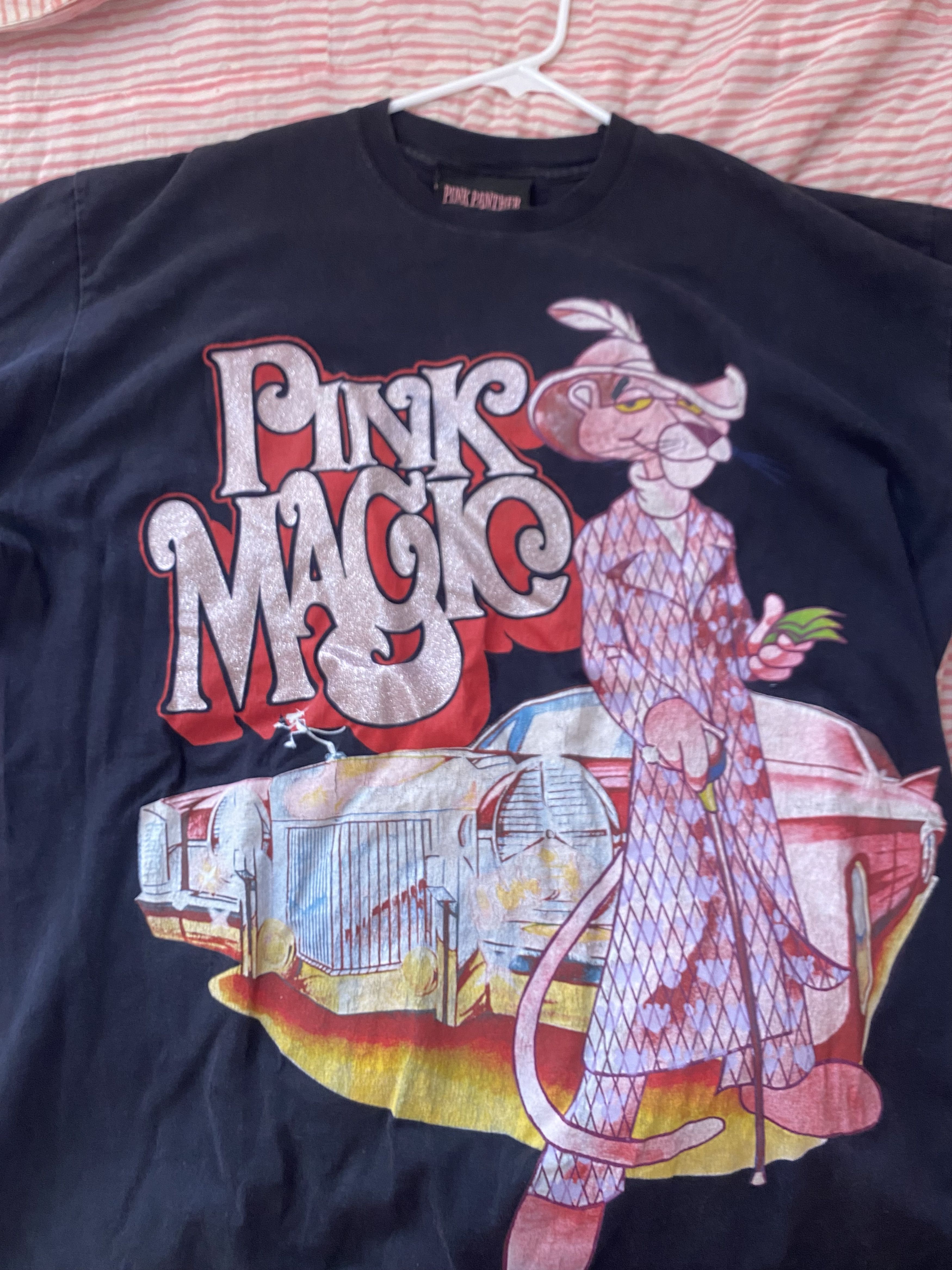 Vintage Pink Panther Magic T Shirt Vintage 90s Pink On My Mind Size US XL / EU 56 / 4 - 2 Thumbnail
