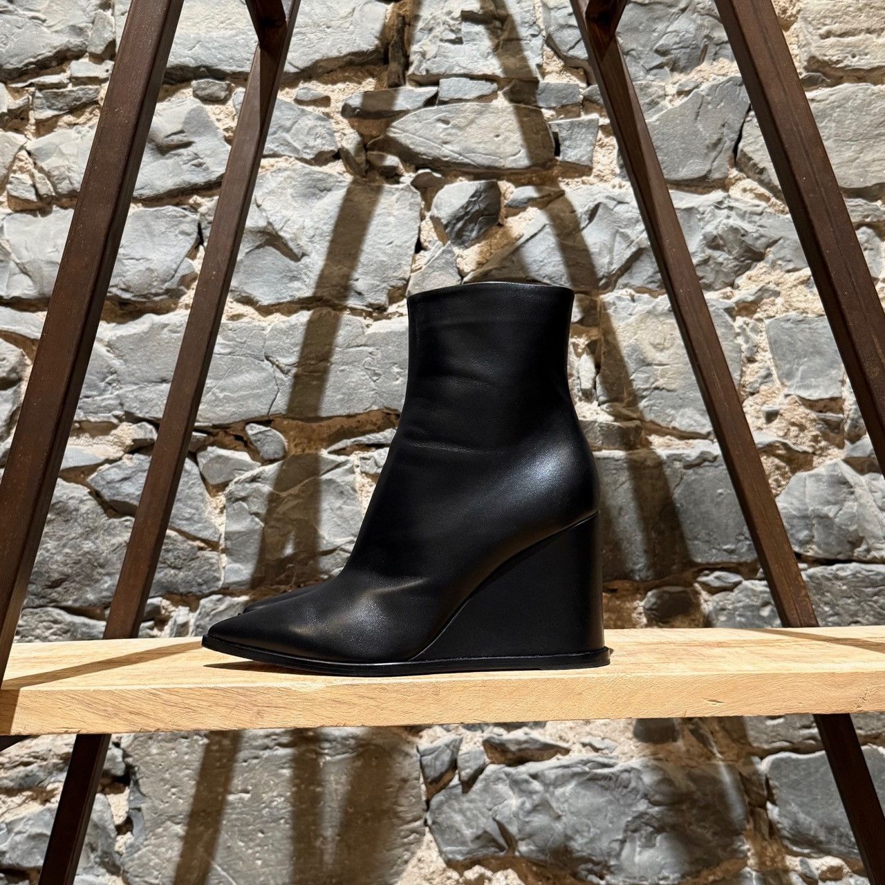Gianvito Rossi Gianvito Rossi Black Leather Hamnes Wedge Pointy Boots Size US 11.5 / IT 41.5 - 6 Thumbnail
