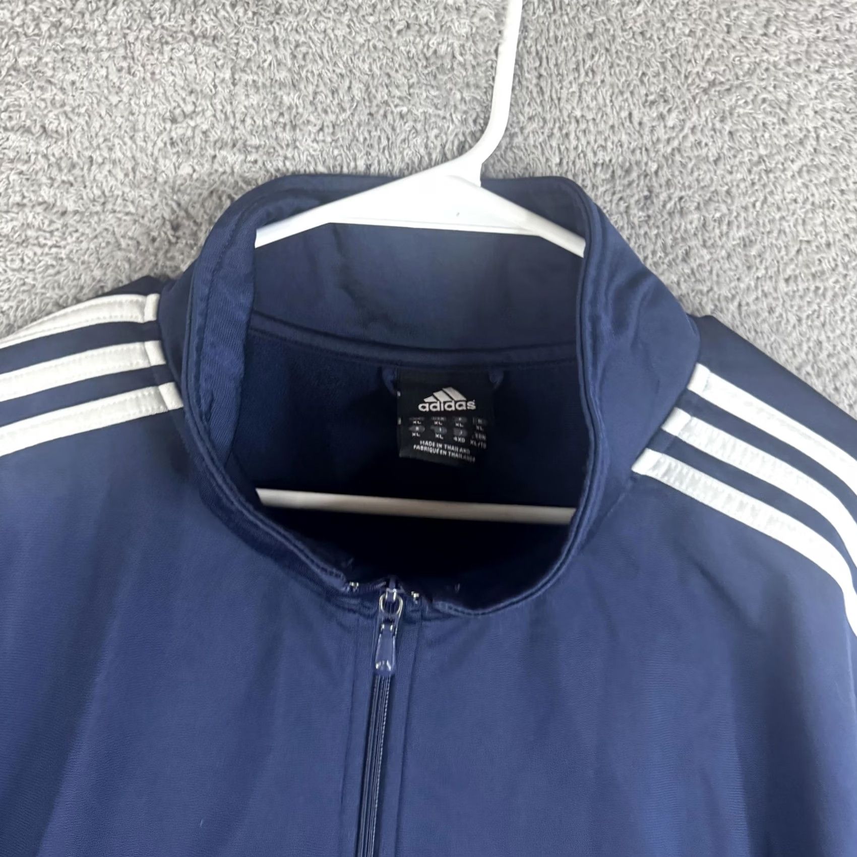 Adidas Adidas Track Jacket Mens XL Blue Full Zip 3 Stripe Collar Athletic Training Size US XL / EU 56 / 4 - 6 Thumbnail