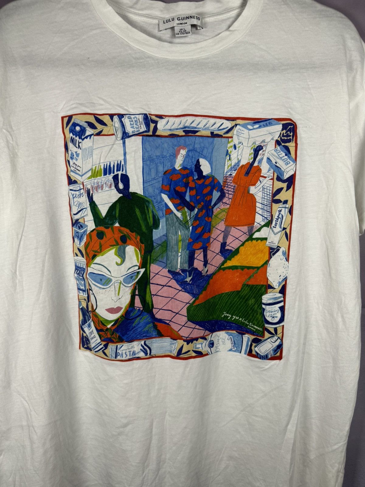 Designer × Japanese Brand × Vintage Lulu Guinness Cartoon Printed White T Shirt Oldmoney Size L / US 10 / IT 46 - 4 Thumbnail