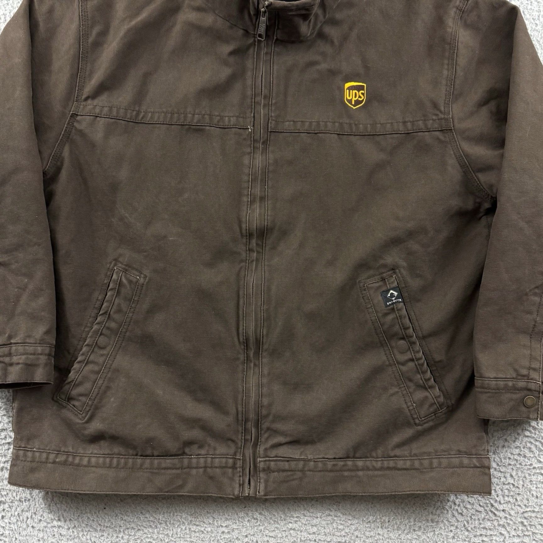 Vintage DRI DUCK Jacket Mens XL Brown Canvas Lined Cotton Zip Workwear Outdoor Size US XL / EU 56 / 4 - 2 Thumbnail