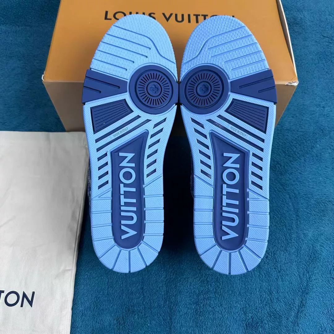 Louis Vuitton lv trainer low-top denim sneakers blue Size US 8 / EU 41 - 5 Thumbnail
