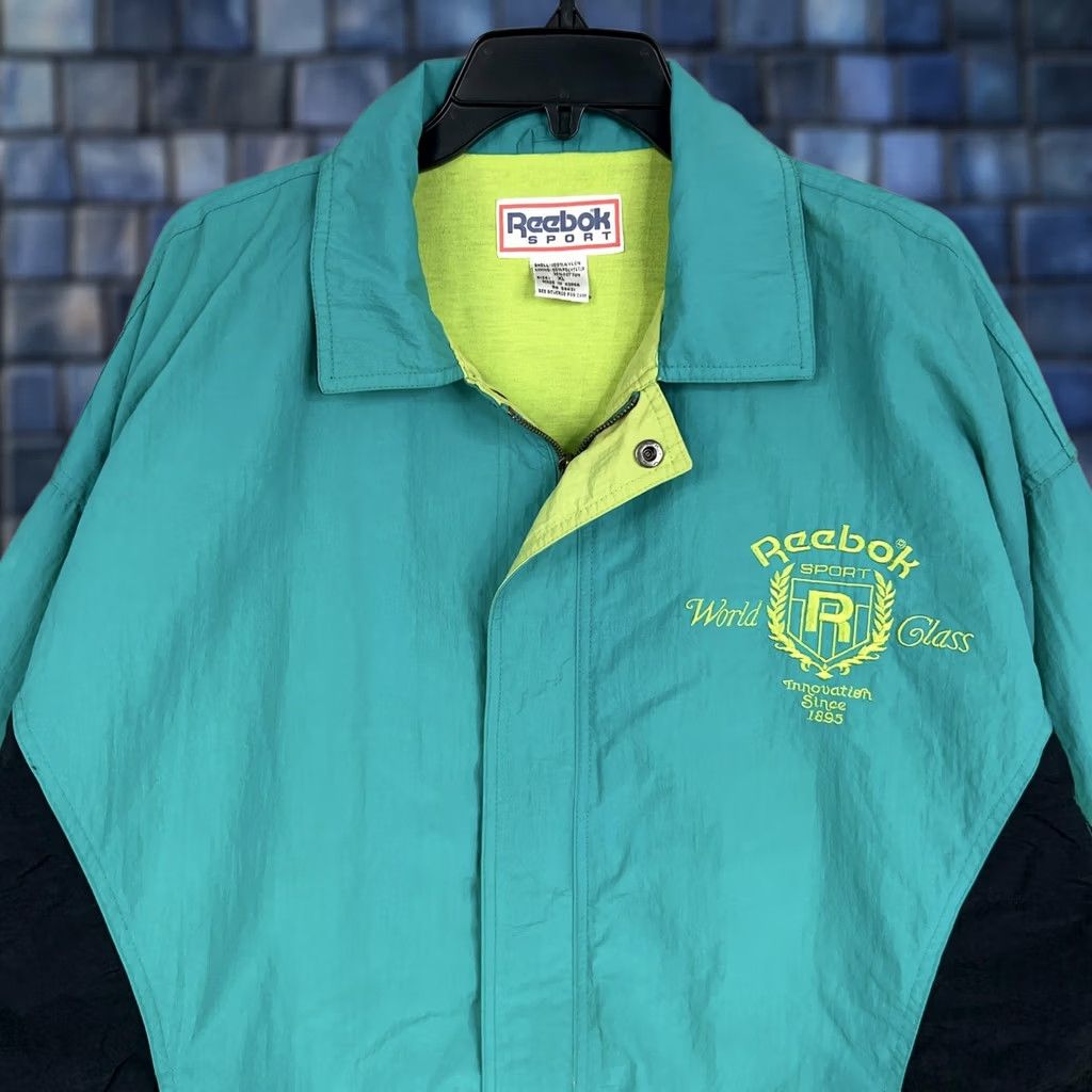 Reebok Vintage Reebok Jacket Men XL Blue Green Neon Windbreaker Crest 80s 90s Y2K Track Retro Casual Sport Size US XL / EU 56 / 4 - 1 Thumbnail