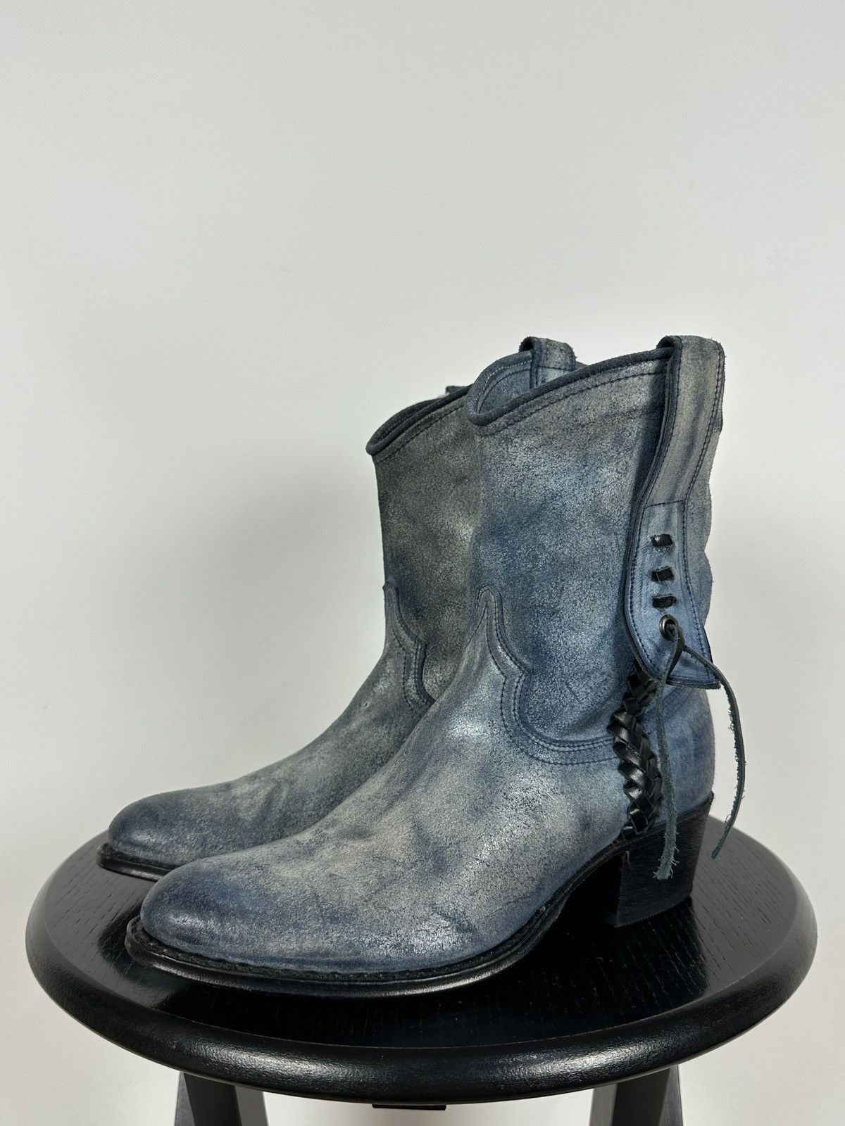 Sendra Sendra Dr.Adams Blue Leather Cowboy Biker Ankle Boots Size US 6 / IT 36 - 11 Thumbnail