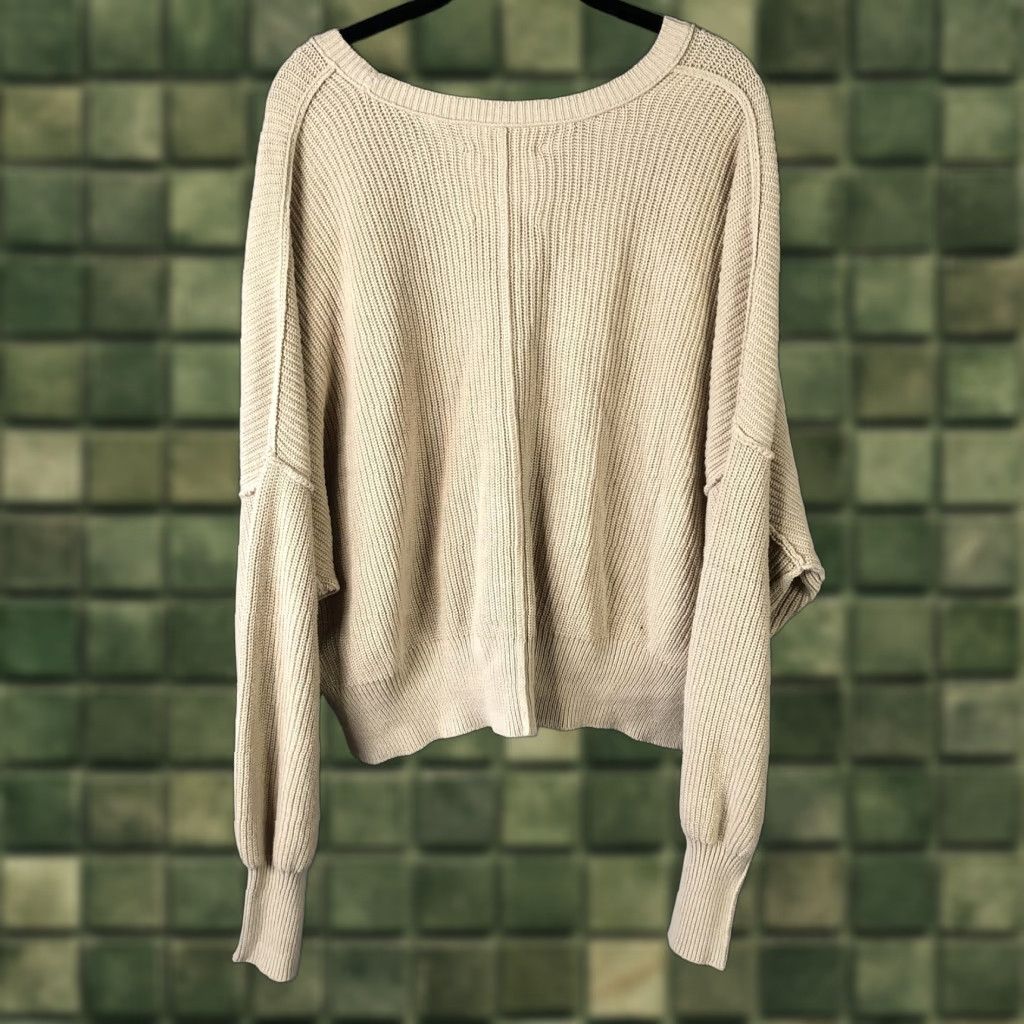Vintage Aerie Sweater Womens Medium Beige Oversized Dolman Sleeve Boat Neck Pullover Size M / US 6-8 / IT 42-44 - 1 Thumbnail