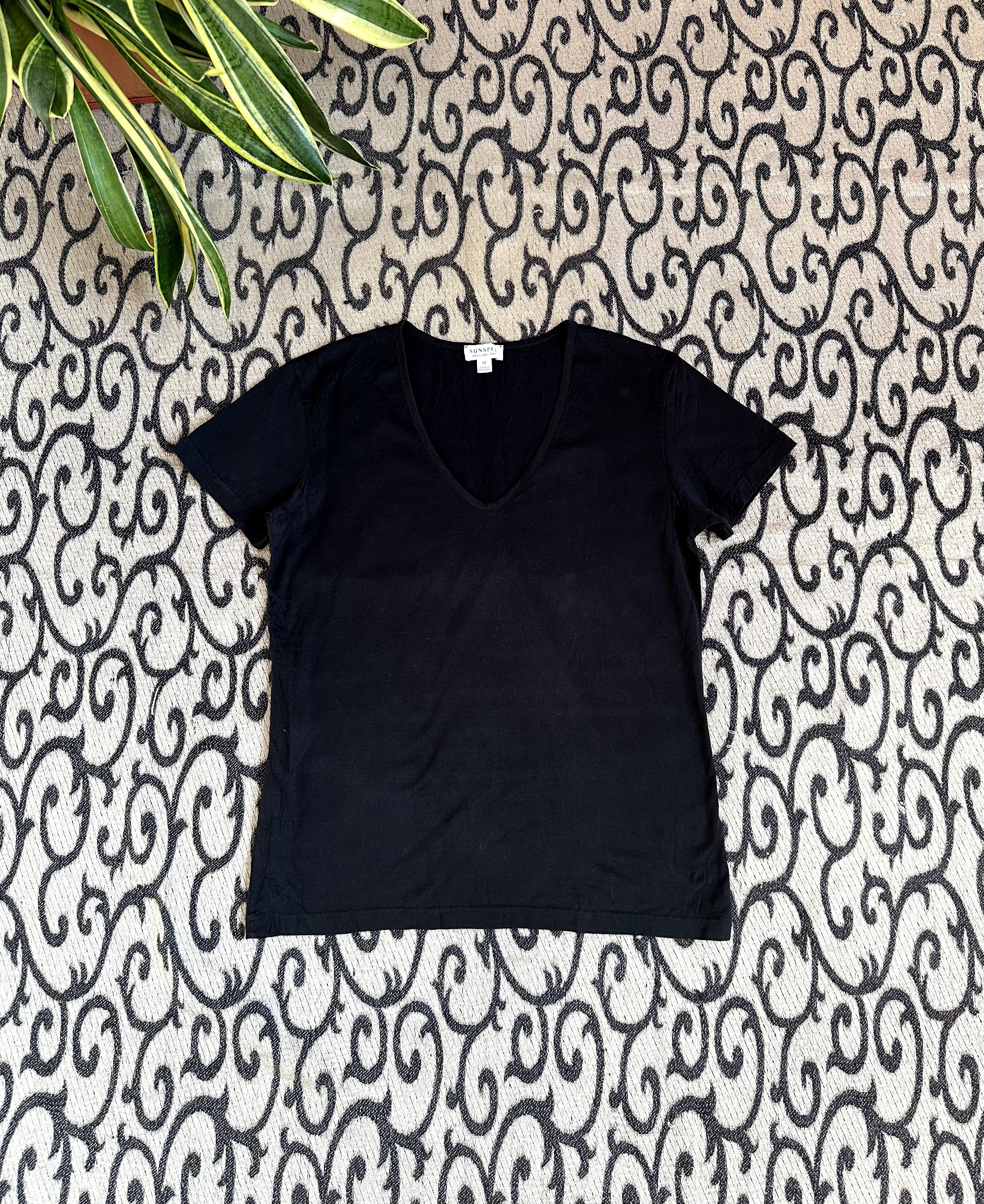 Designer × Sunspel Sunsel Ladies V Neck T-shirt Size M Made In UK Size M / US 6-8 / IT 42-44 - 1 Thumbnail