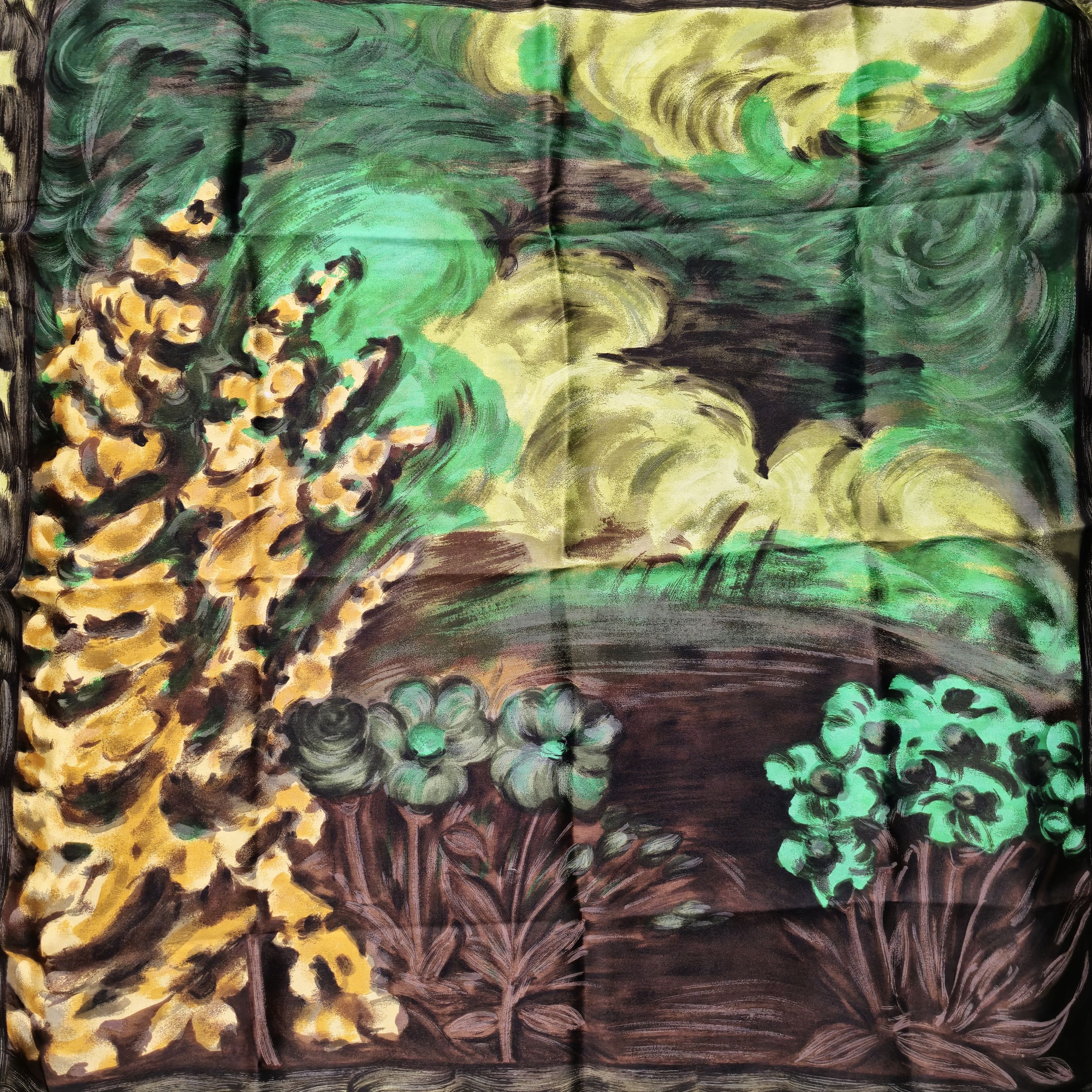 Vintage 100% silk Vintage scarf V. van Gogh painting print Size ONE SIZE - 2 Thumbnail